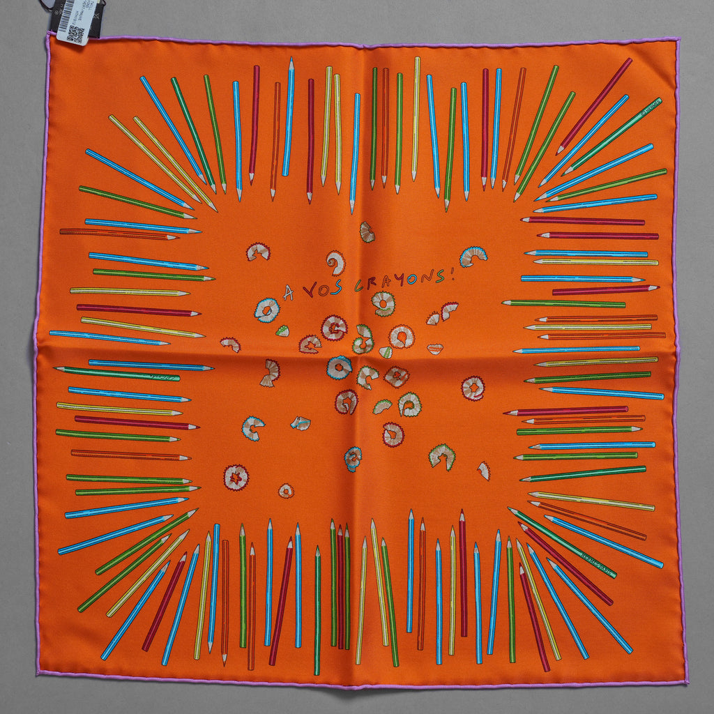 未使用 HERMES エルメス / カレ45 ア・ヴォ・クレヨン！ シルク スカーフ アクセサリー / size 45cm (ORANGE) 352070-izm
