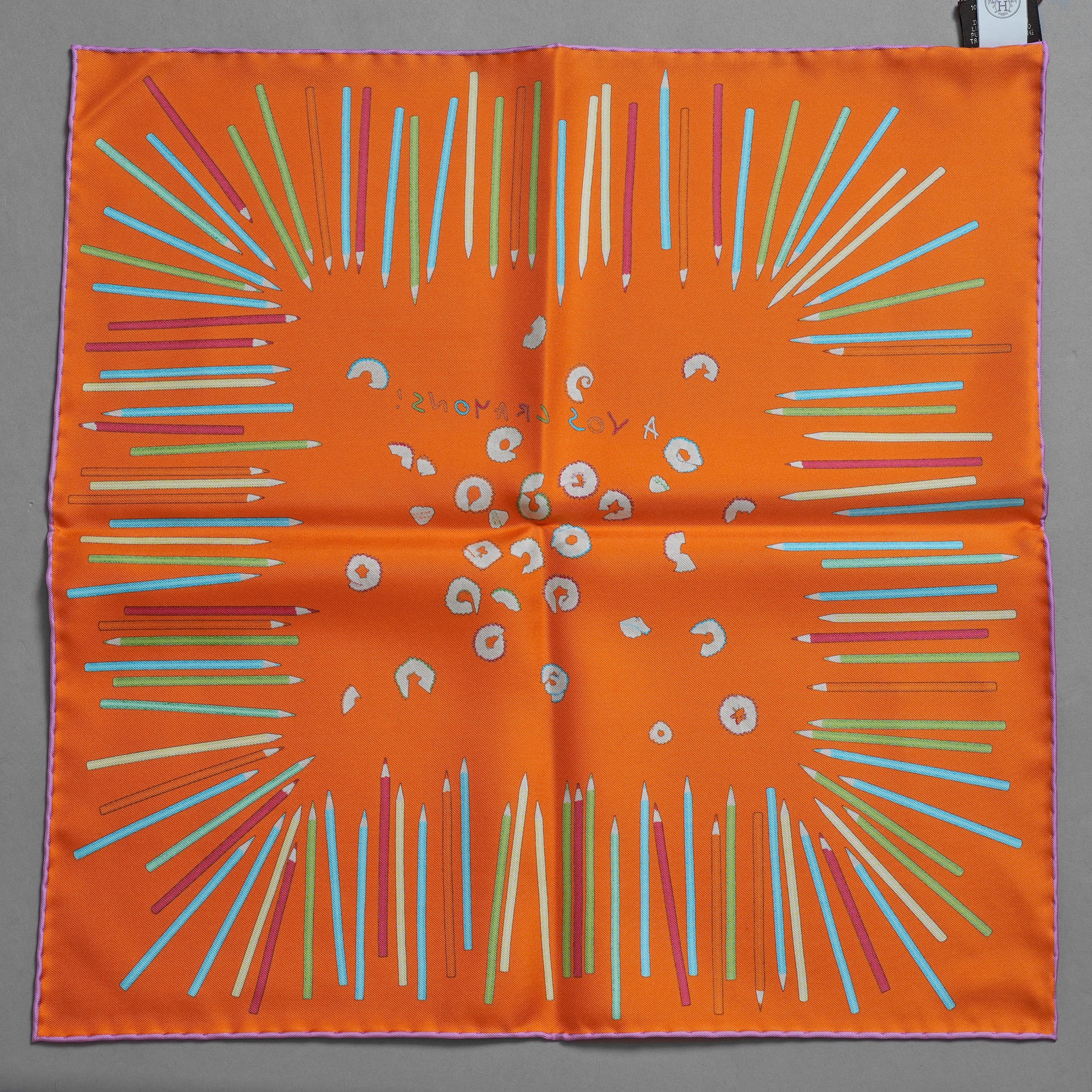未使用 HERMES エルメス / カレ45 ア・ヴォ・クレヨン！ シルク スカーフ アクセサリー / size 45cm (ORANGE) 352070-izm