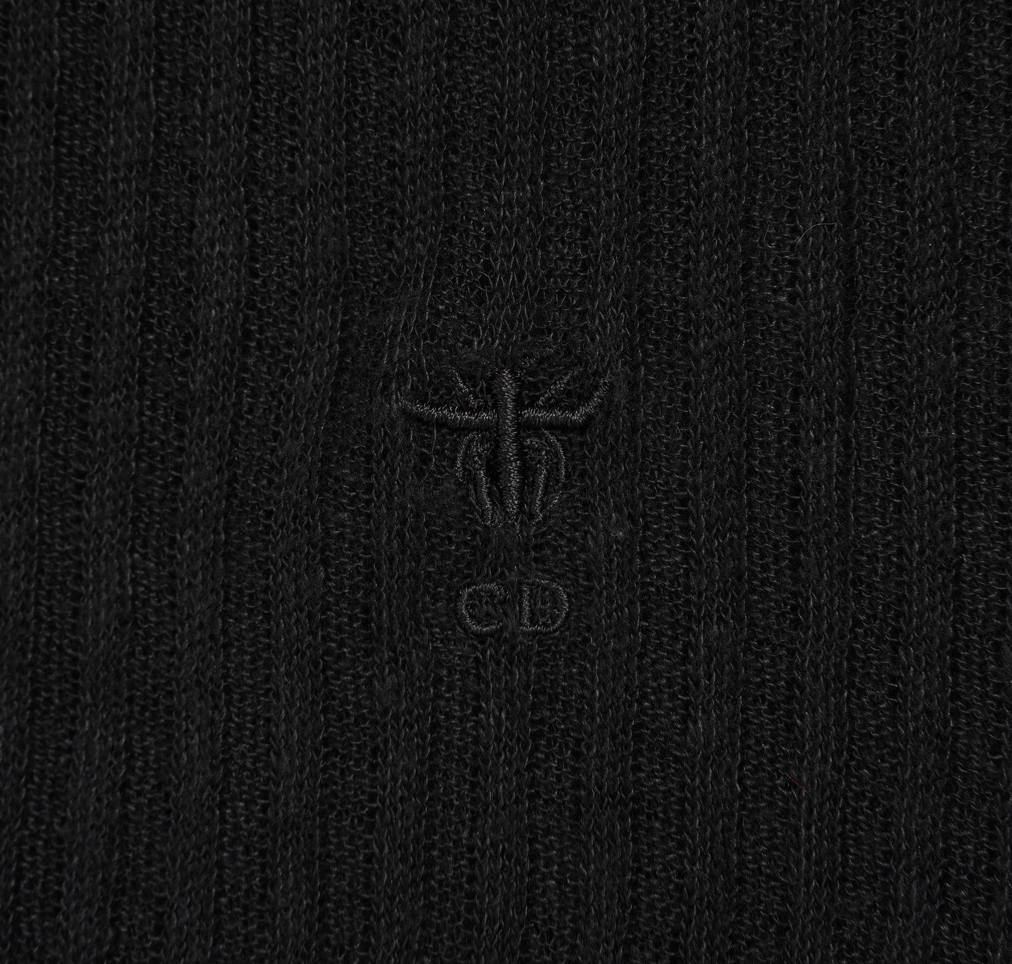 Christian Dior クリスチャンディオール / 美品 23AW Bee刺繍 フリル袖 リネンニット トップス / 324T03AM710 / size 44 (BLACK) レディース