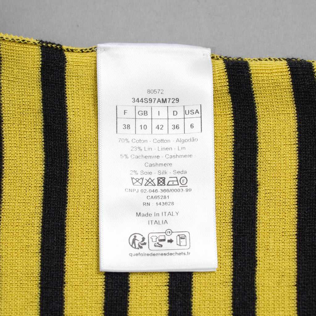 Christian Dior クリスチャンディオール / 美品 23AW ロゴ ボーダー タイト ニット セーター / 344S97AM729 / size 42 (YELLOW x BLACK) レディース