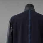LANVIN COLLECTION x EMMETI ランバンコレクション エンメティ コラボ / 美品 23SS TALBOT パンチングレザー 切替 ライダースジャケット / size 48 (NAVY)