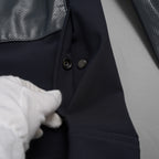 LANVIN COLLECTION x EMMETI ランバンコレクション エンメティ コラボ / 美品 23SS TALBOT パンチングレザー 切替 ライダースジャケット / size 48 (NAVY)