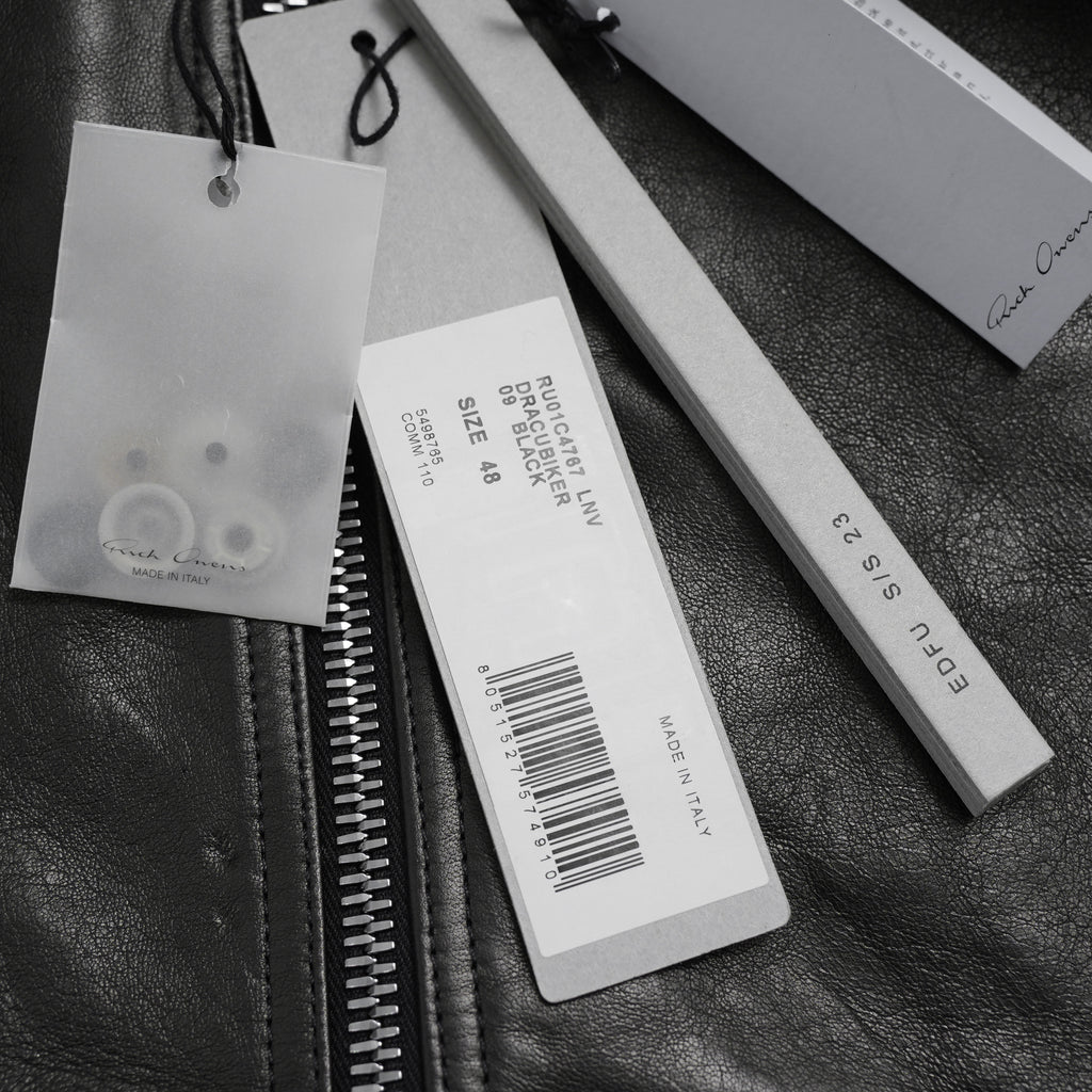 Rick Owens リックオウエンス / 極美品 23SS EDFU / DRACUBIKER ドラキュバイカー / ラムレザー ライダース ジャケット / RU01C4767 LNV / size 48 (BLACK)