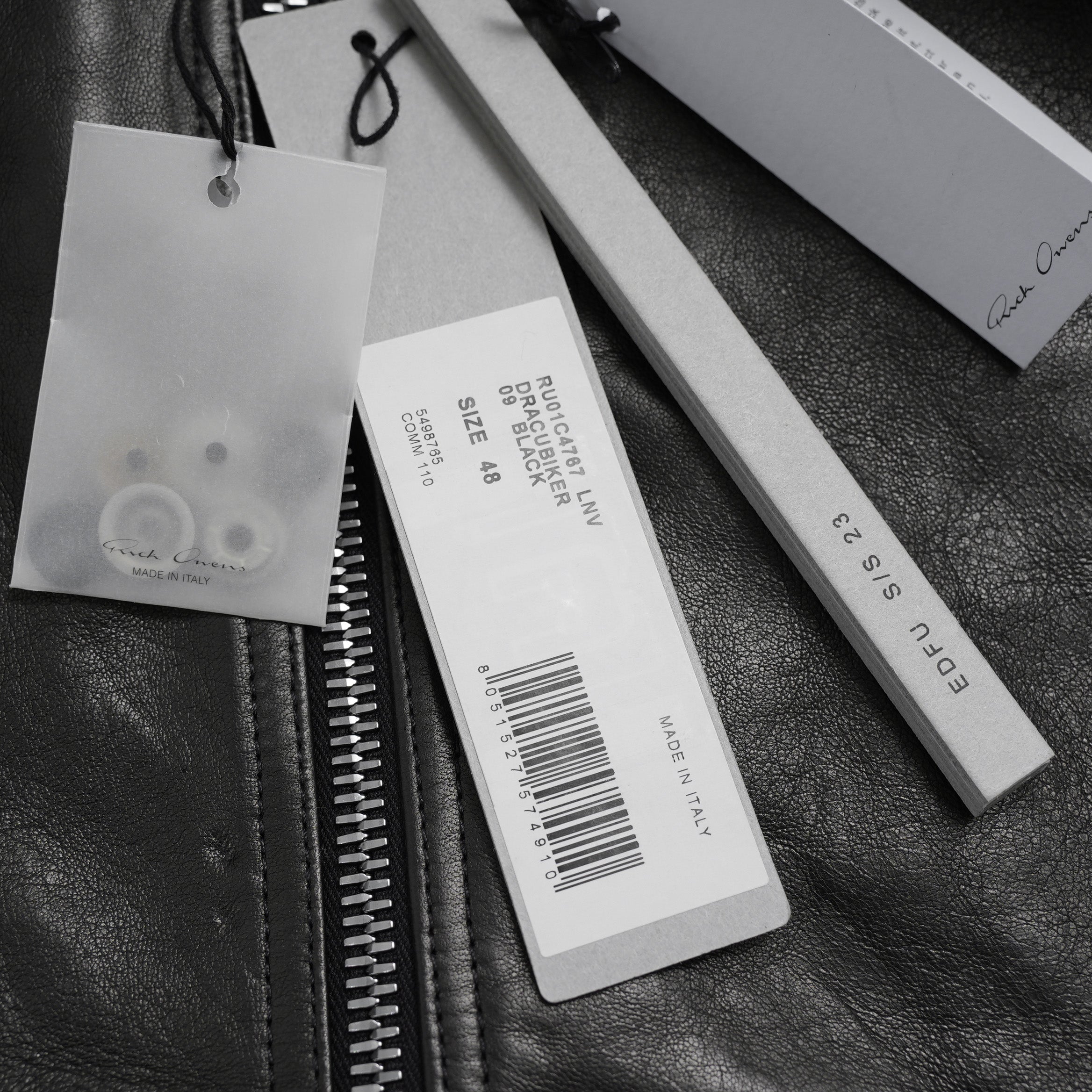 Rick Owens リックオウエンス / 極美品 23SS EDFU / DRACUBIKER ドラキュバイカー / ラムレザー ライダース ジャケット / RU01C4767 LNV / size 48 (BLACK)