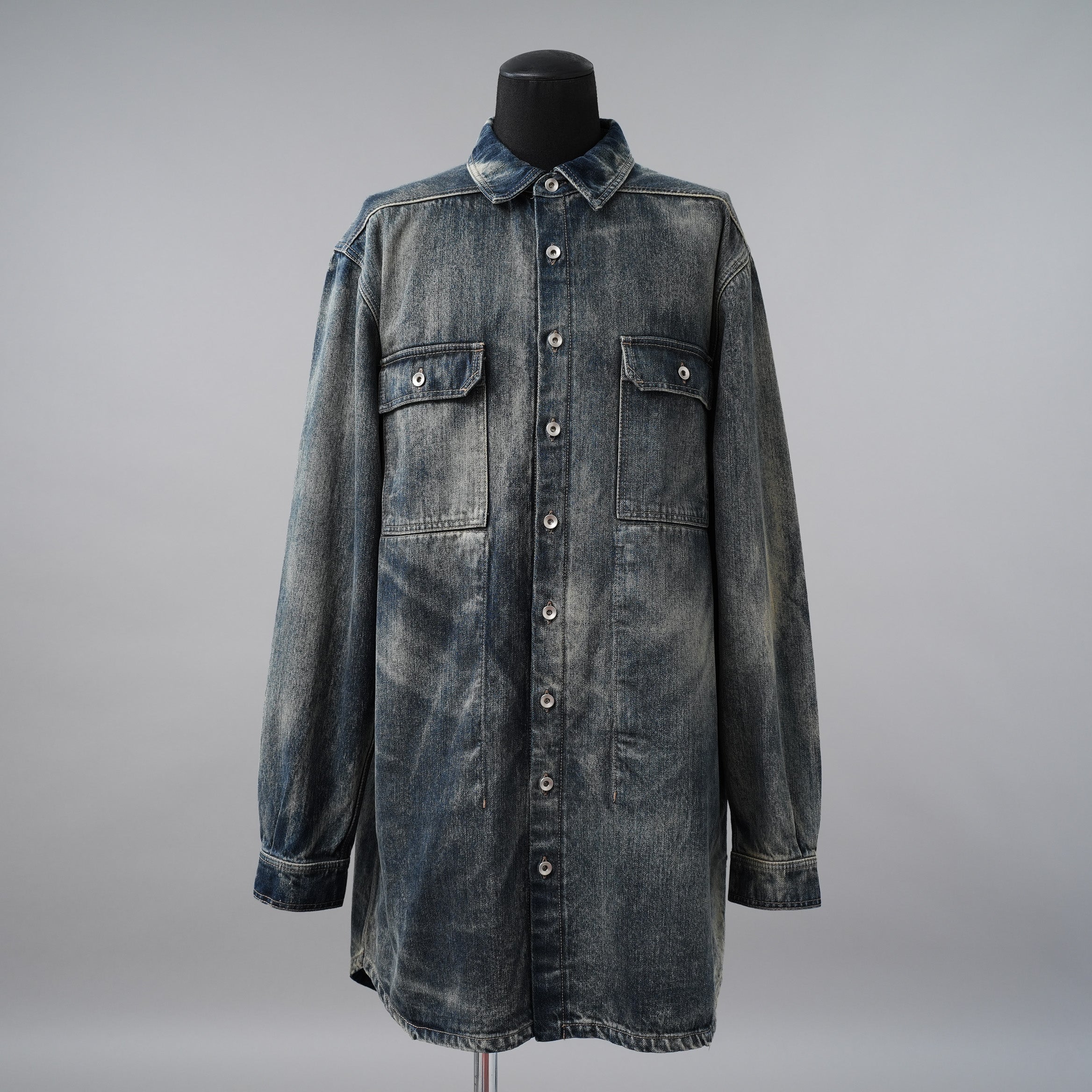 Rick Owens DRKSHDW ダークシャドウ / 美品 24SS LIDO / Denim Jumbo Outershirt デニム アウターシャツ / 長袖シャツ / DU01D1753-HU / size S (Hustler) INDIGO
