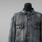 Rick Owens DRKSHDW ダークシャドウ / 美品 24SS LIDO / Denim Jumbo Outershirt デニム アウターシャツ / 長袖シャツ / DU01D1753-HU / size S (Hustler) INDIGO