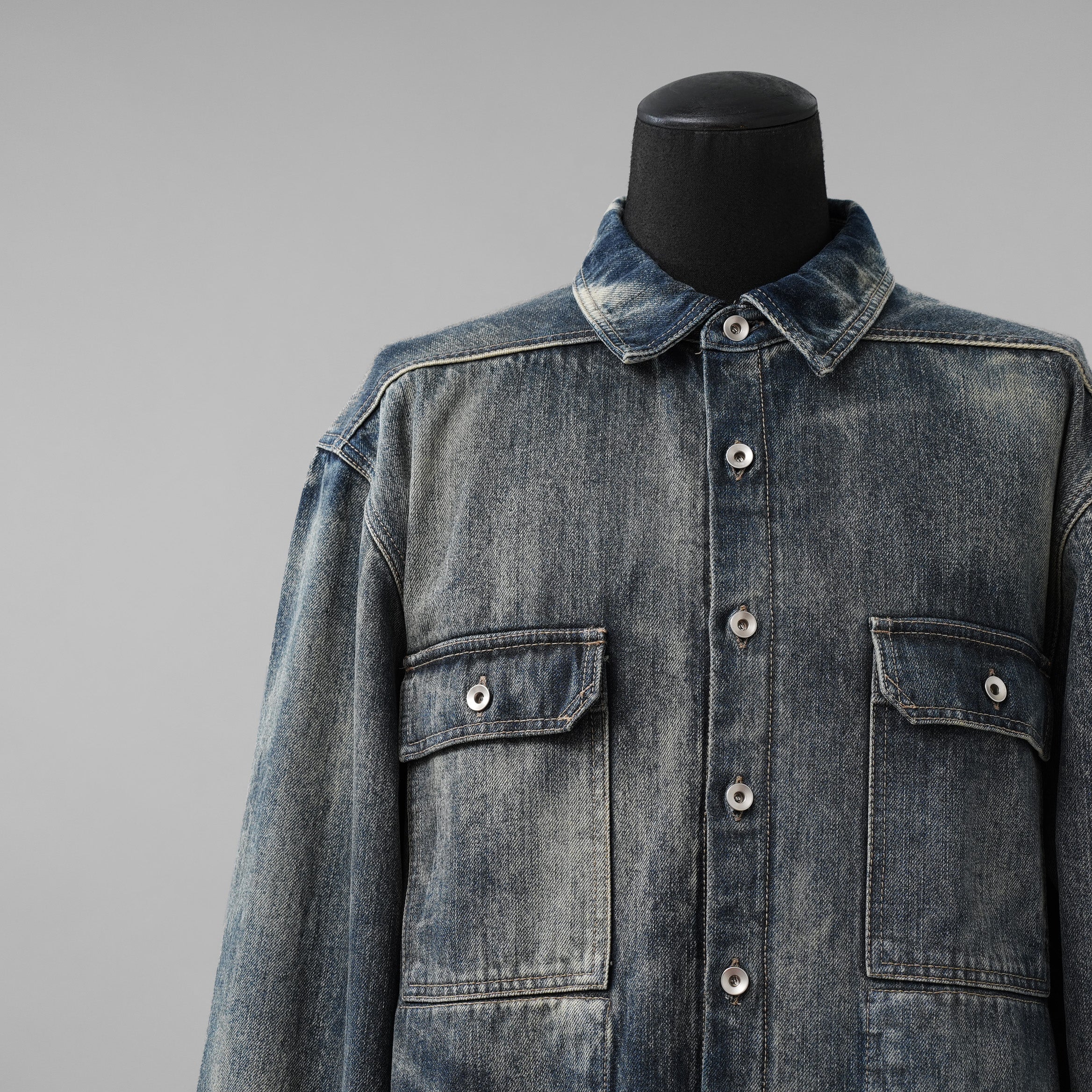 Rick Owens DRKSHDW ダークシャドウ / 美品 24SS LIDO / Denim Jumbo Outershirt デニム アウターシャツ / 長袖シャツ / DU01D1753-HU / size S (Hustler) INDIGO