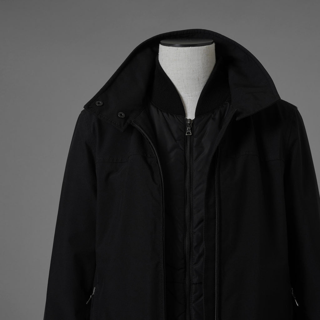 PRADA SPORT プラダ スポーツ / GORE-TEX ロング ナイロンコート 3WAYコート アウター / 280211 / size 38 (BLACK) 352077-yng