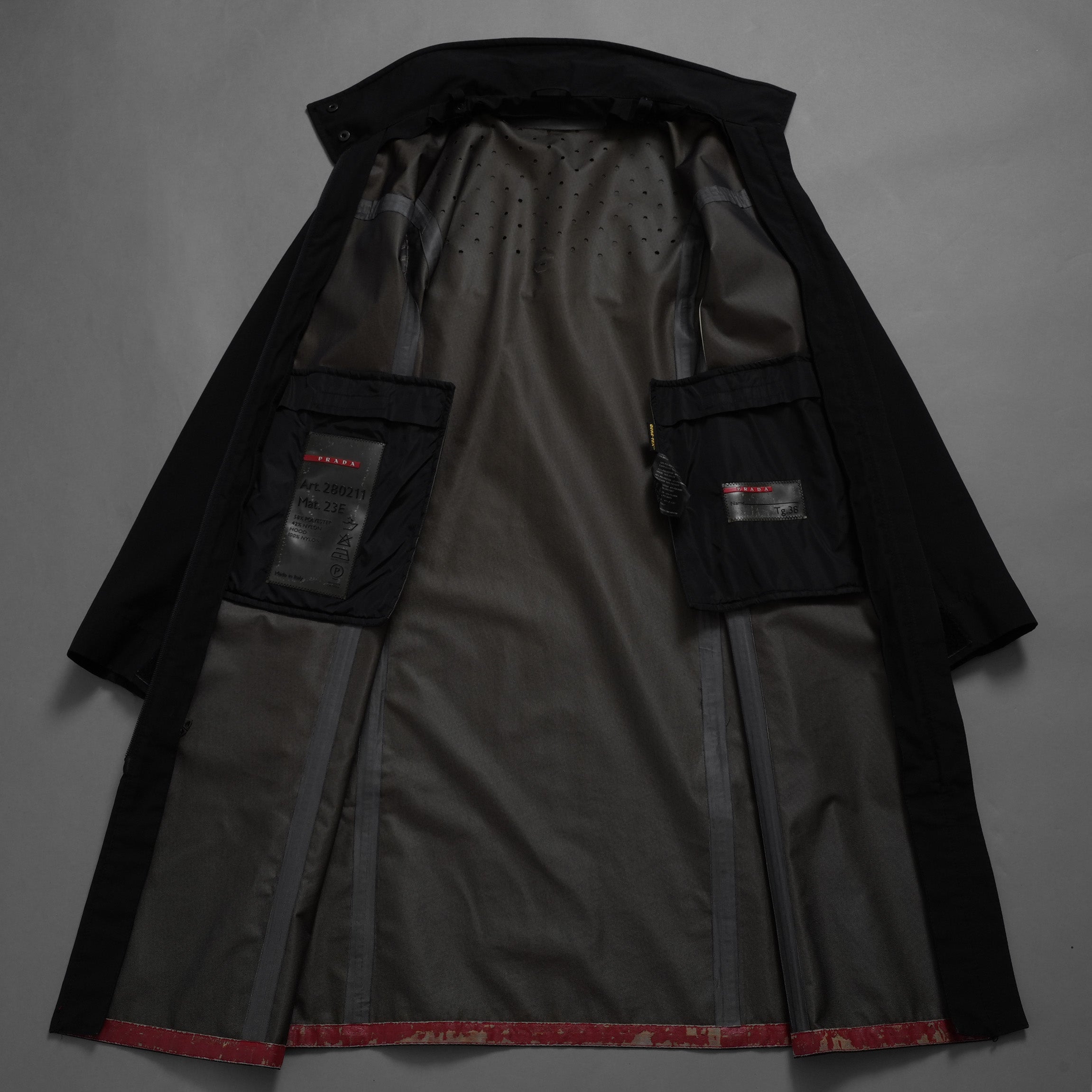 PRADA SPORT プラダ スポーツ / GORE-TEX ロング ナイロンコート 3WAYコート アウター / 280211 / size 38 (BLACK) 352077-yng