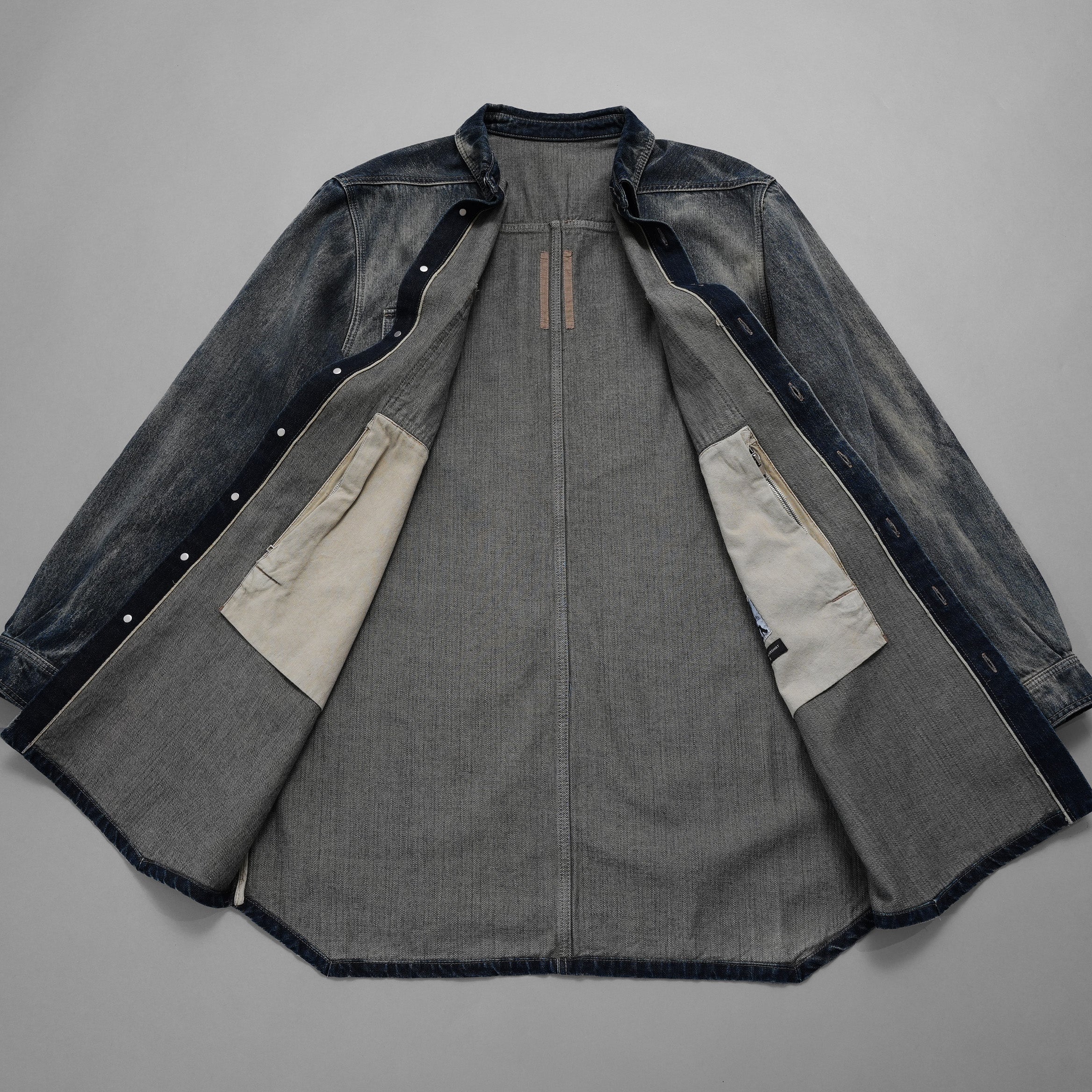 Rick Owens DRKSHDW ダークシャドウ / 美品 24SS LIDO / Denim Jumbo Outershirt デニム アウターシャツ / 長袖シャツ / DU01D1753-HU / size S (Hustler) INDIGO