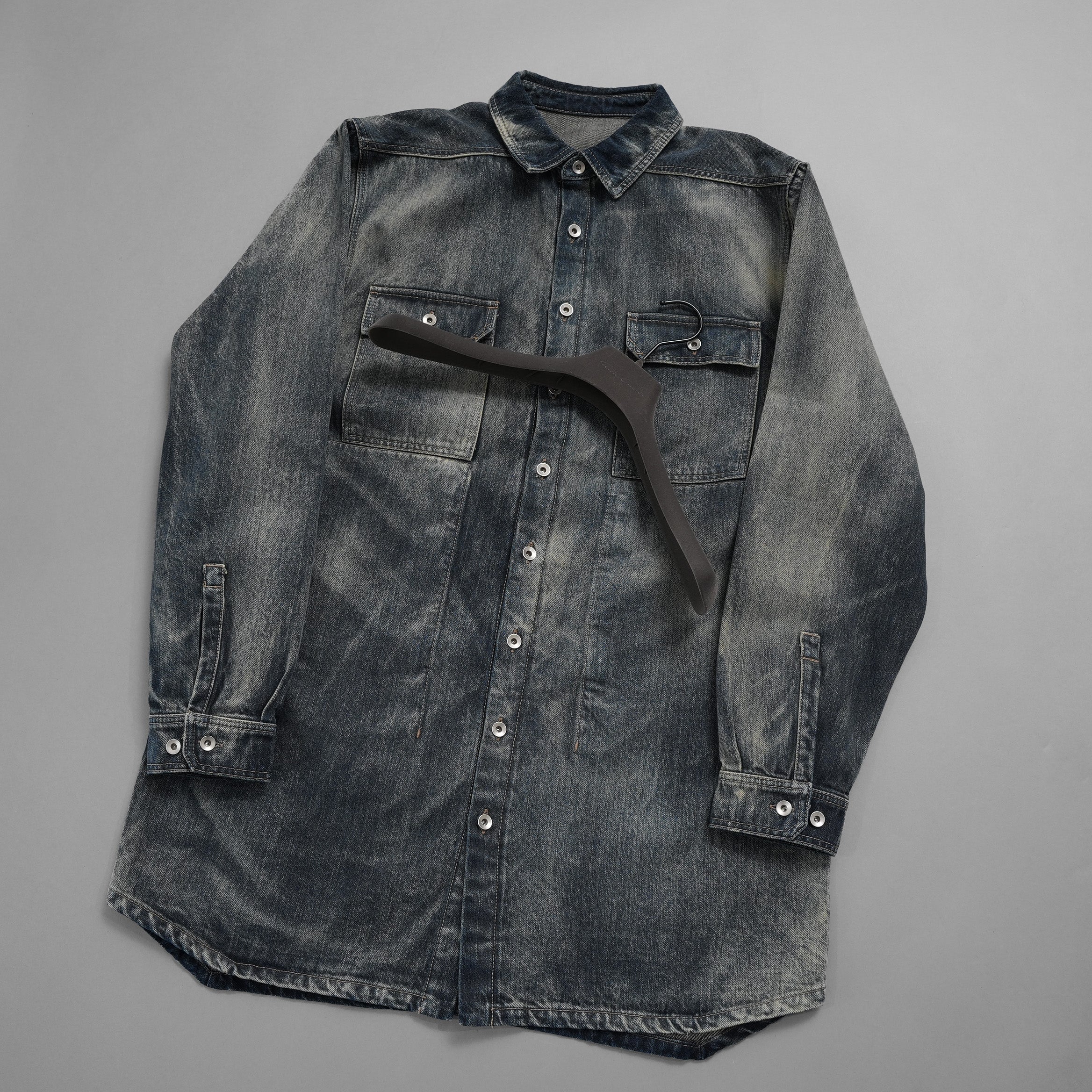 Rick Owens DRKSHDW ダークシャドウ / 美品 24SS LIDO / Denim Jumbo Outershirt デニム アウターシャツ / 長袖シャツ / DU01D1753-HU / size S (Hustler) INDIGO