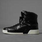 CHANEL シャネル / 19AW クロコ型押し カーフスキン ハイカット スニーカー / G35079 / size 37.5 (24.5cm) BLACK レディース 352078-izm
