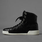 CHANEL シャネル / 19AW クロコ型押し カーフスキン ハイカット スニーカー / G35079 / size 37.5 (24.5cm) BLACK レディース 352078-izm