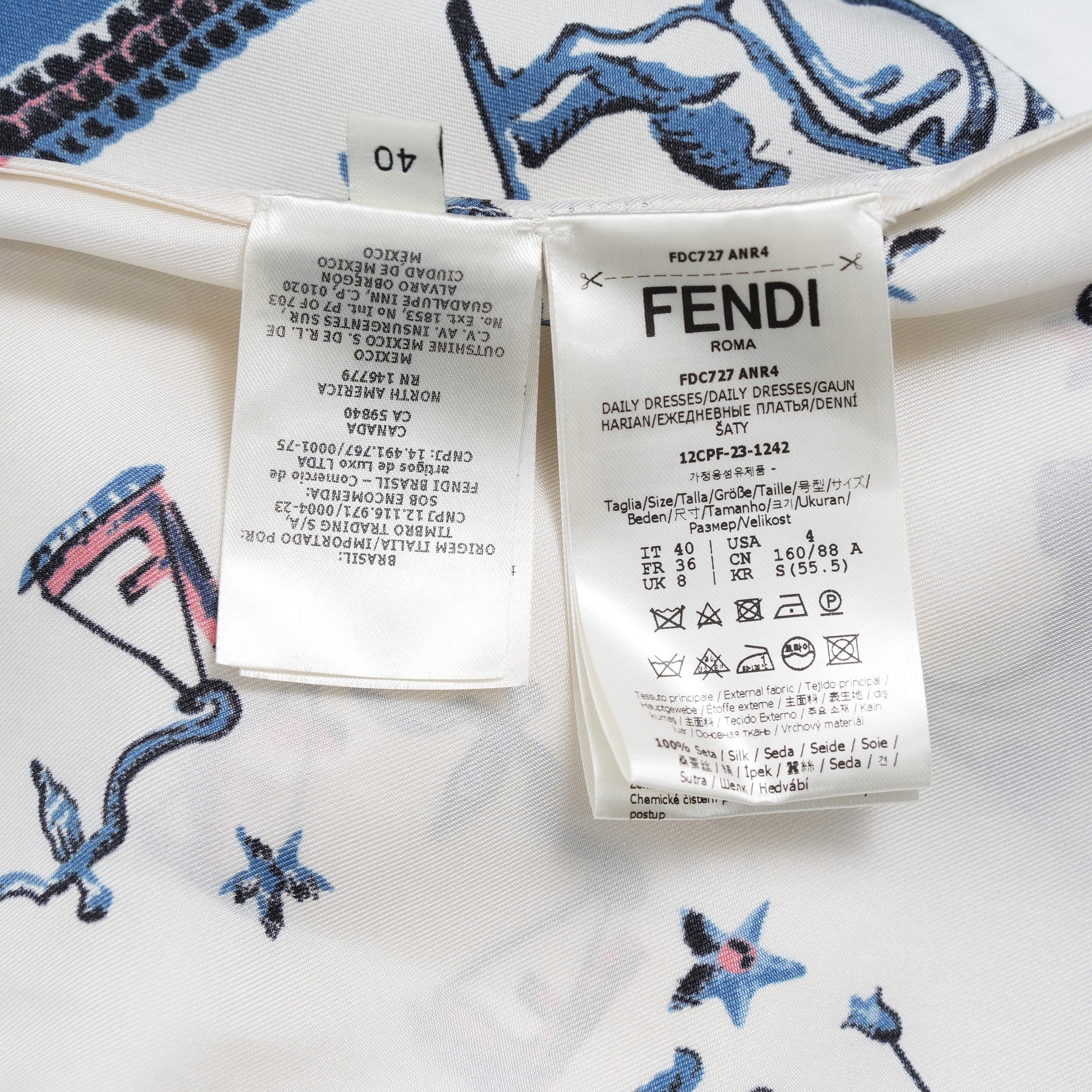 FENDI フェンディ / 美品 23SS リゾート 今田美桜 着用 / 星座モチーフ ゾディアックプリント シルク ドレープドレス  / ワンピース / FDC727 ANR4 / size 40 (MULTI COLOR) レディース