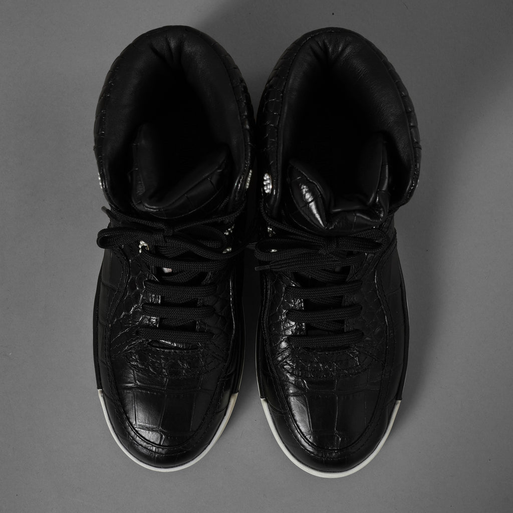 CHANEL シャネル / 19AW クロコ型押し カーフスキン ハイカット スニーカー / G35079 / size 37.5 (24.5cm) BLACK レディース 352078-izm