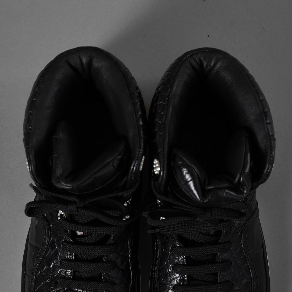 CHANEL シャネル / 19AW クロコ型押し カーフスキン ハイカット スニーカー / G35079 / size 37.5 (24.5cm) BLACK レディース 352078-izm