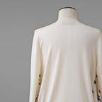 FENDI フェンディ / 美品 23SS リゾート 星座モチーフ ゾディアック プリント シルクスカーフ切替 ニット カーディガン / FZC973 ANZD / size 40 (IVORY WHITE) レディース