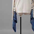 FENDI フェンディ / 美品 23SS リゾート 星座モチーフ ゾディアック プリント シルクスカーフ切替 ニット カーディガン / FZC973 ANZD / size 40 (IVORY WHITE) レディース