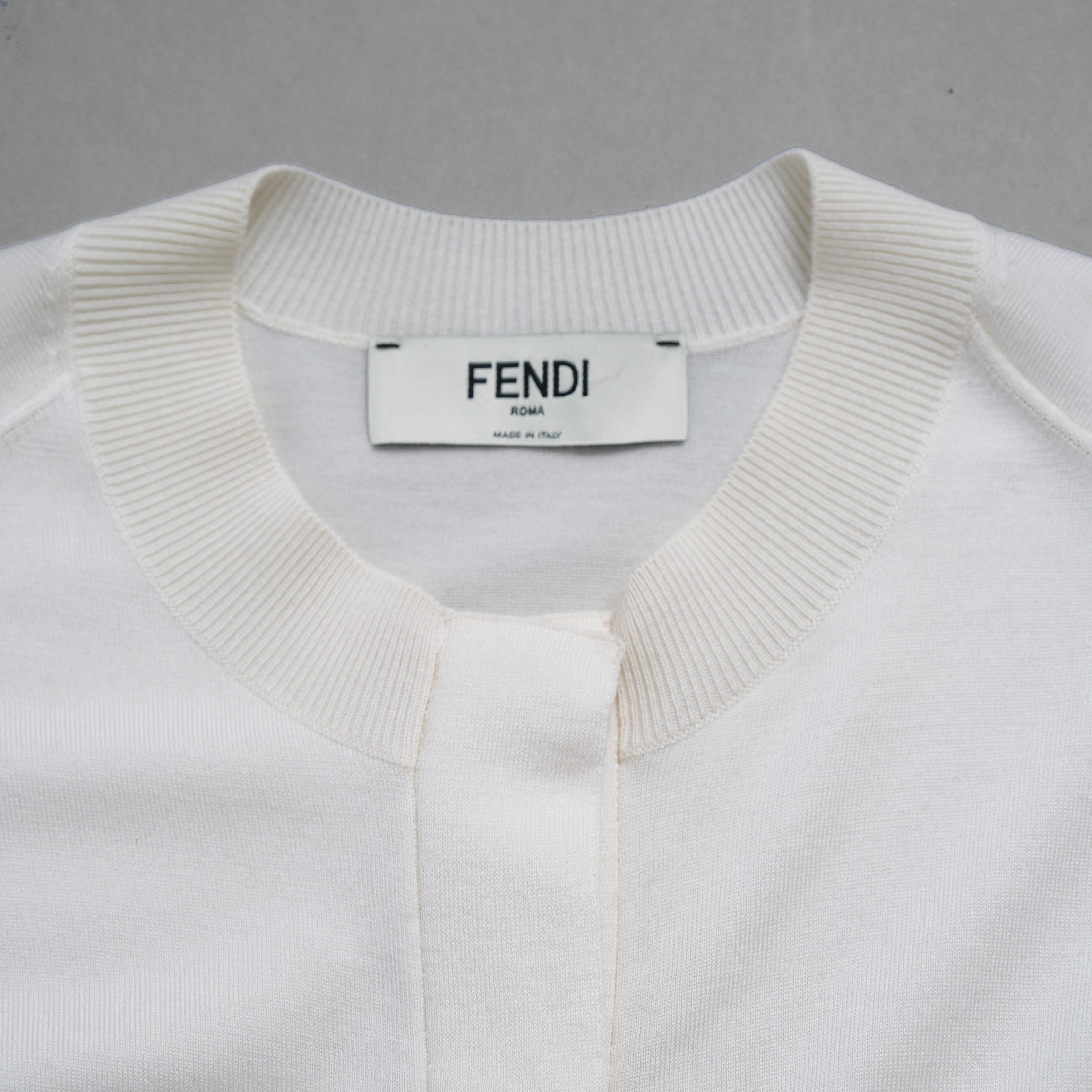 FENDI フェンディ / 美品 23SS リゾート 星座モチーフ ゾディアック プリント シルクスカーフ切替 ニット カーディガン / FZC973 ANZD / size 40 (IVORY WHITE) レディース