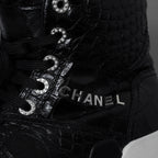 CHANEL シャネル / 19AW クロコ型押し カーフスキン ハイカット スニーカー / G35079 / size 37.5 (24.5cm) BLACK レディース 352078-izm