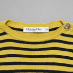 Christian Dior クリスチャンディオール / 美品 23AW ロゴ ボーダー タイト ニット セーター / 344S97AM729 / size 42 (YELLOW x BLACK) レディース