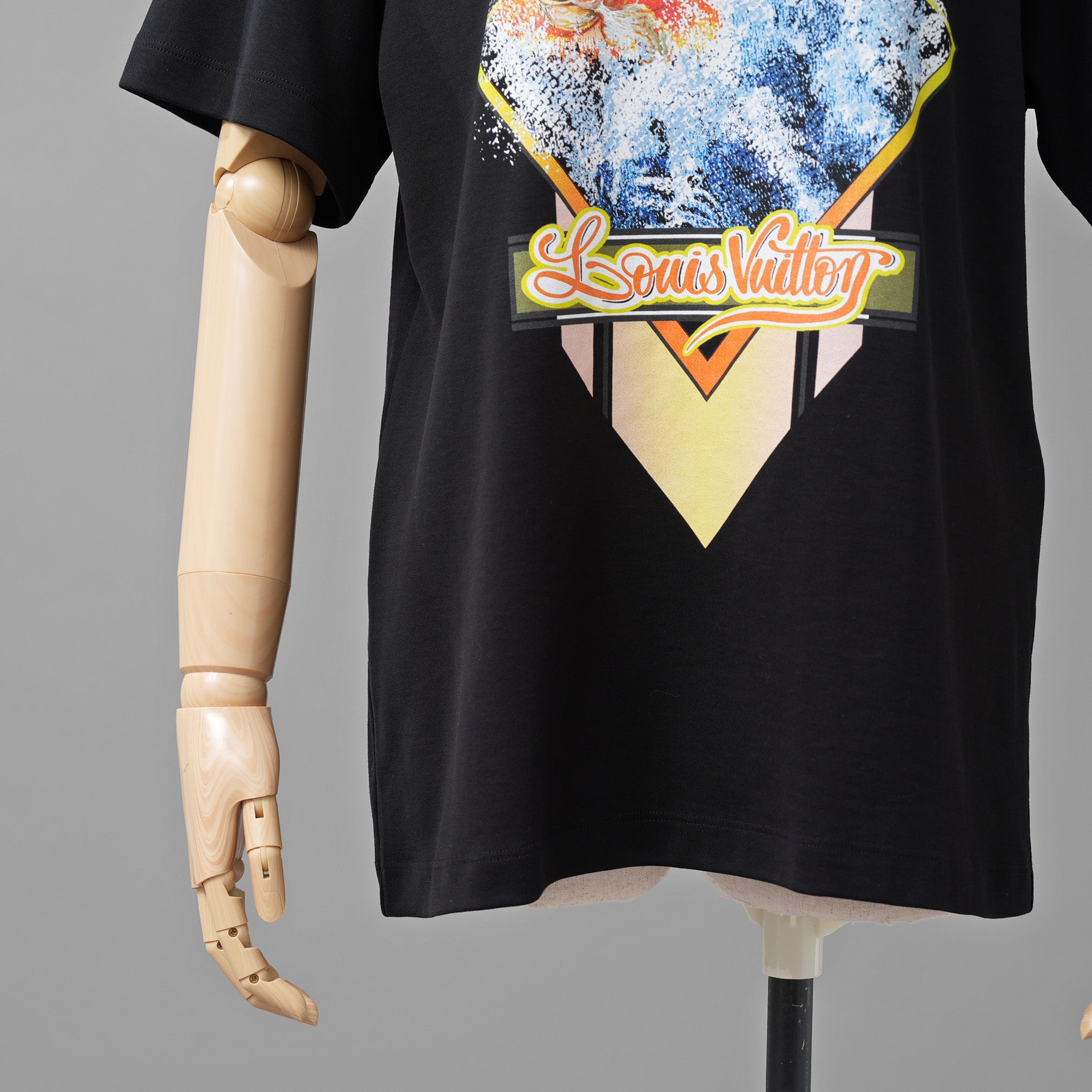 LOUIS VUITTON ルイヴィトン / 美品 20SS タンジェリンプリントTシャツ チェーン 半袖Tシャツ / RW222J N40 FNTS09 / size L (BLACK) レディース