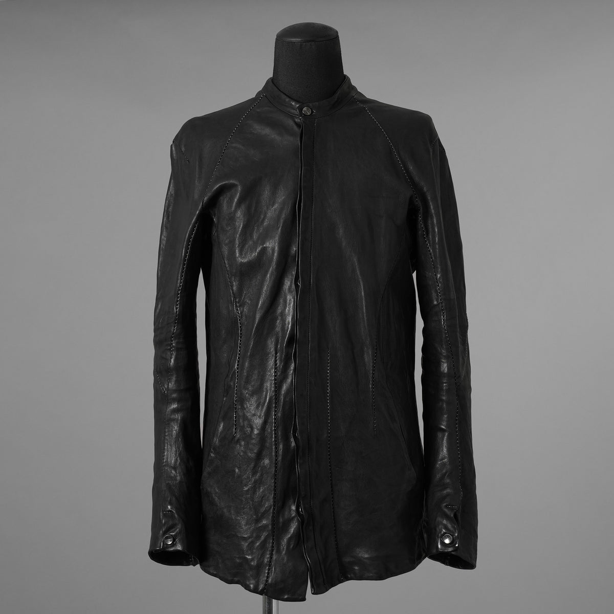 inarnation インカネーション / 22SS Sheep Object Dyed Shirt Jacket オーバーロック シープレザー シャツジャケット / size S (BLACK) 123017-alm