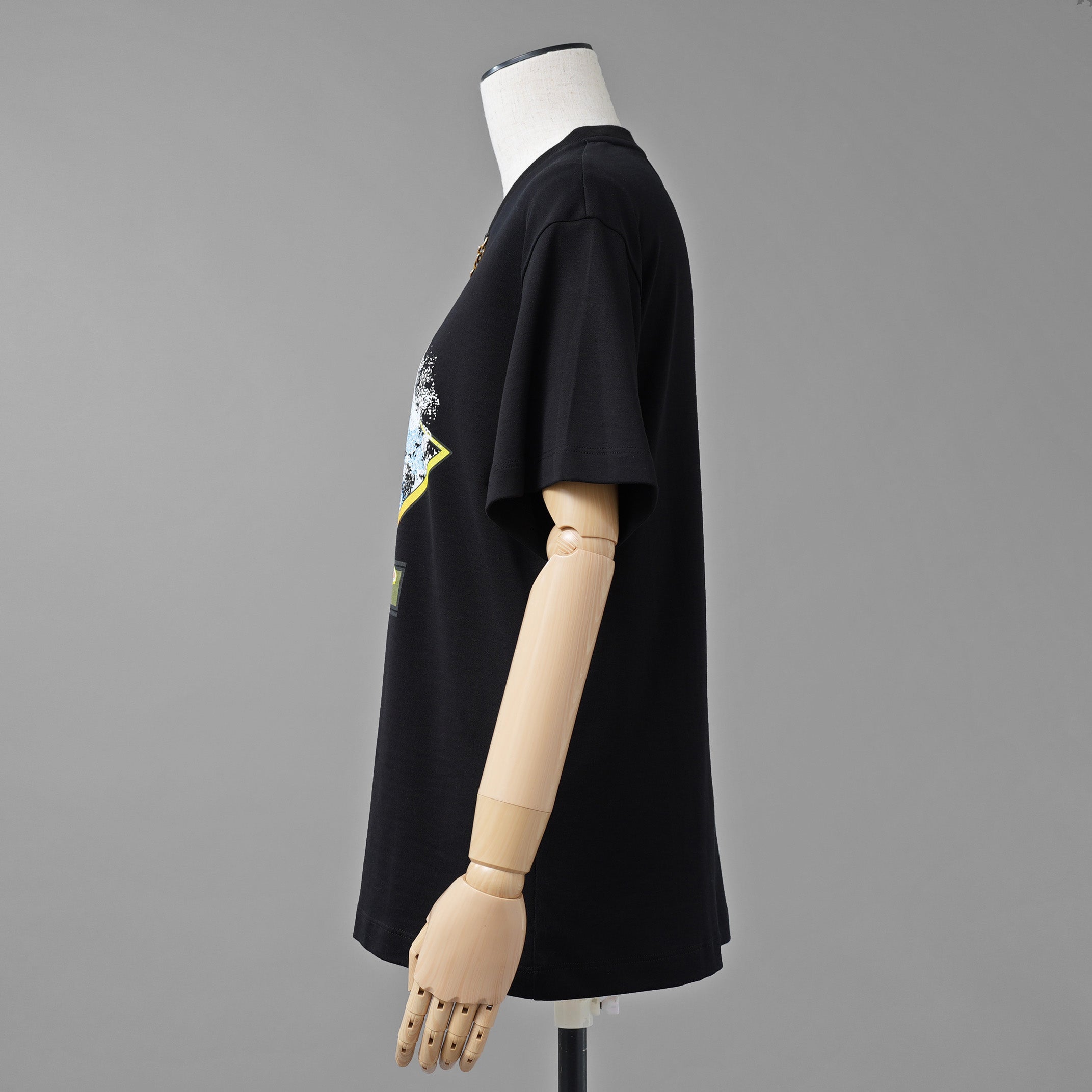 LOUIS VUITTON ルイヴィトン / 美品 20SS タンジェリンプリントTシャツ チェーン 半袖Tシャツ / RW222J N40 FNTS09 / size L (BLACK) レディース