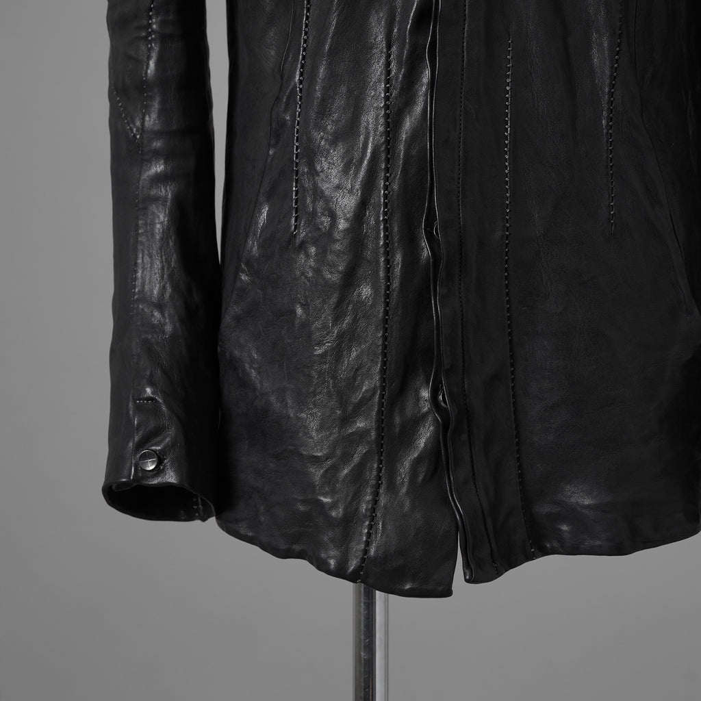 inarnation インカネーション / 22SS Sheep Object Dyed Shirt Jacket オーバーロック シープレザー シャツジャケット / size S (BLACK) 123017-alm
