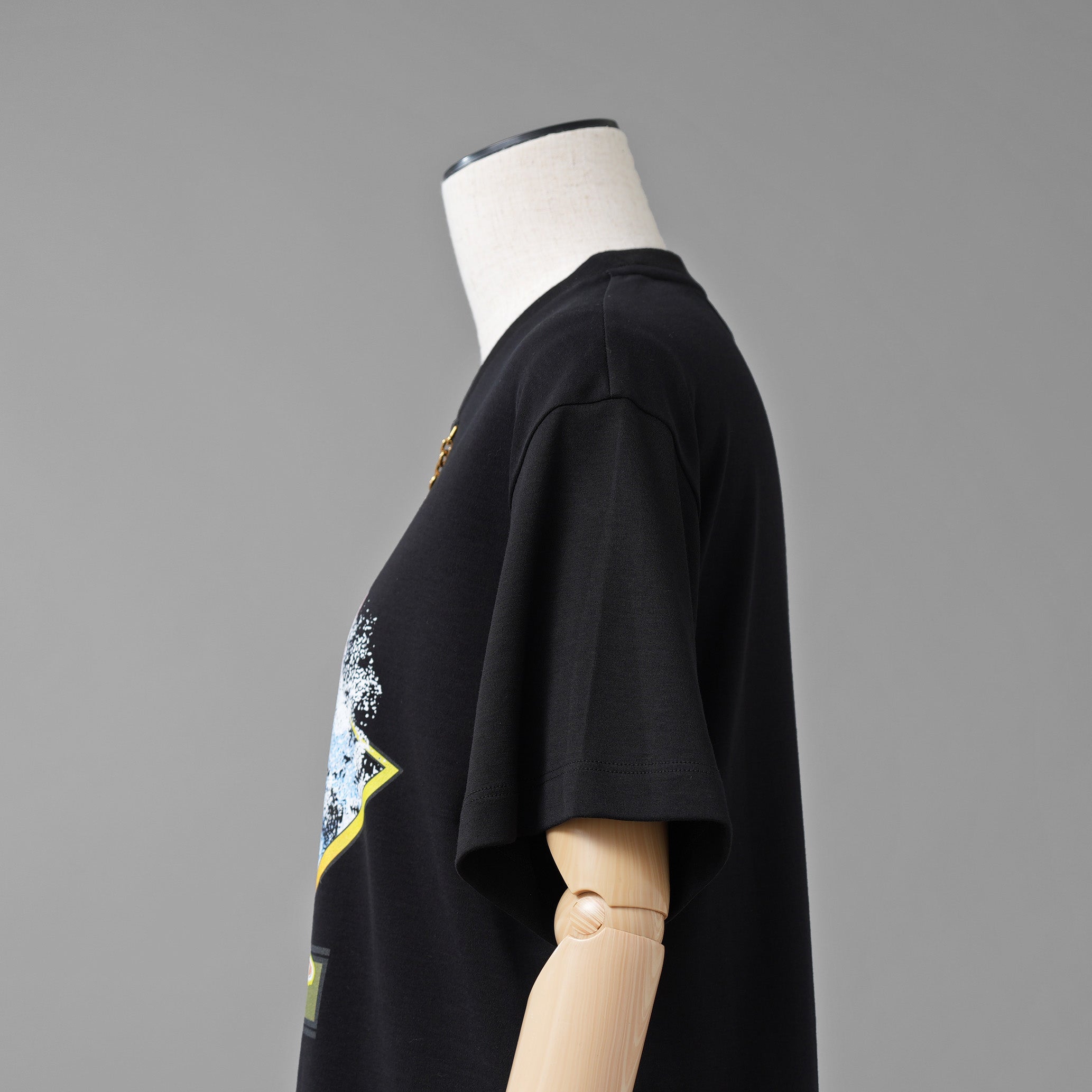 LOUIS VUITTON ルイヴィトン / 美品 20SS タンジェリンプリントTシャツ チェーン 半袖Tシャツ / RW222J N40 FNTS09 / size L (BLACK) レディース