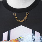 LOUIS VUITTON ルイヴィトン / 美品 20SS タンジェリンプリントTシャツ チェーン 半袖Tシャツ / RW222J N40 FNTS09 / size L (BLACK) レディース