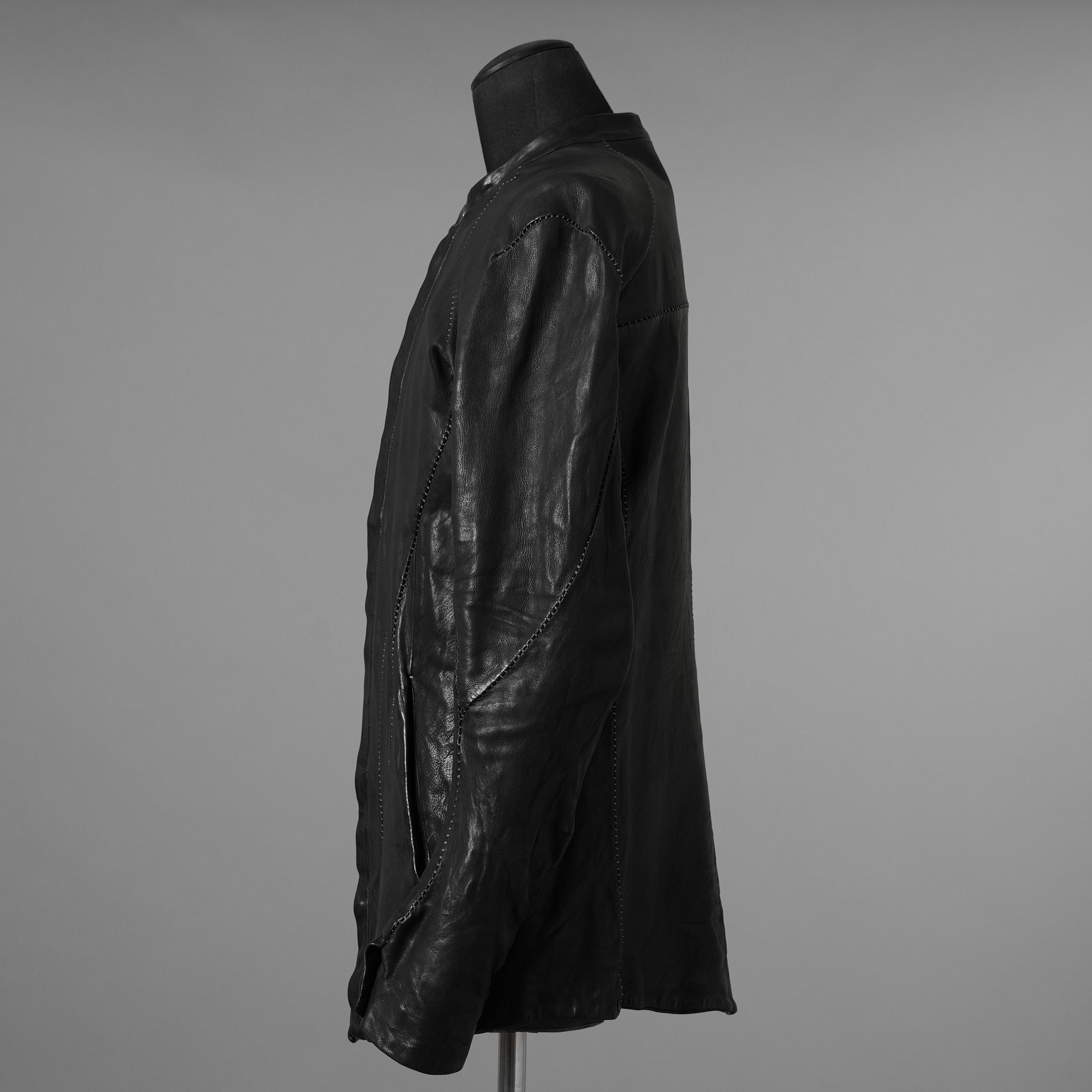 inarnation インカネーション / 22SS Sheep Object Dyed Shirt Jacket オーバーロック シープレザー シャツジャケット / size S (BLACK) 123017-alm