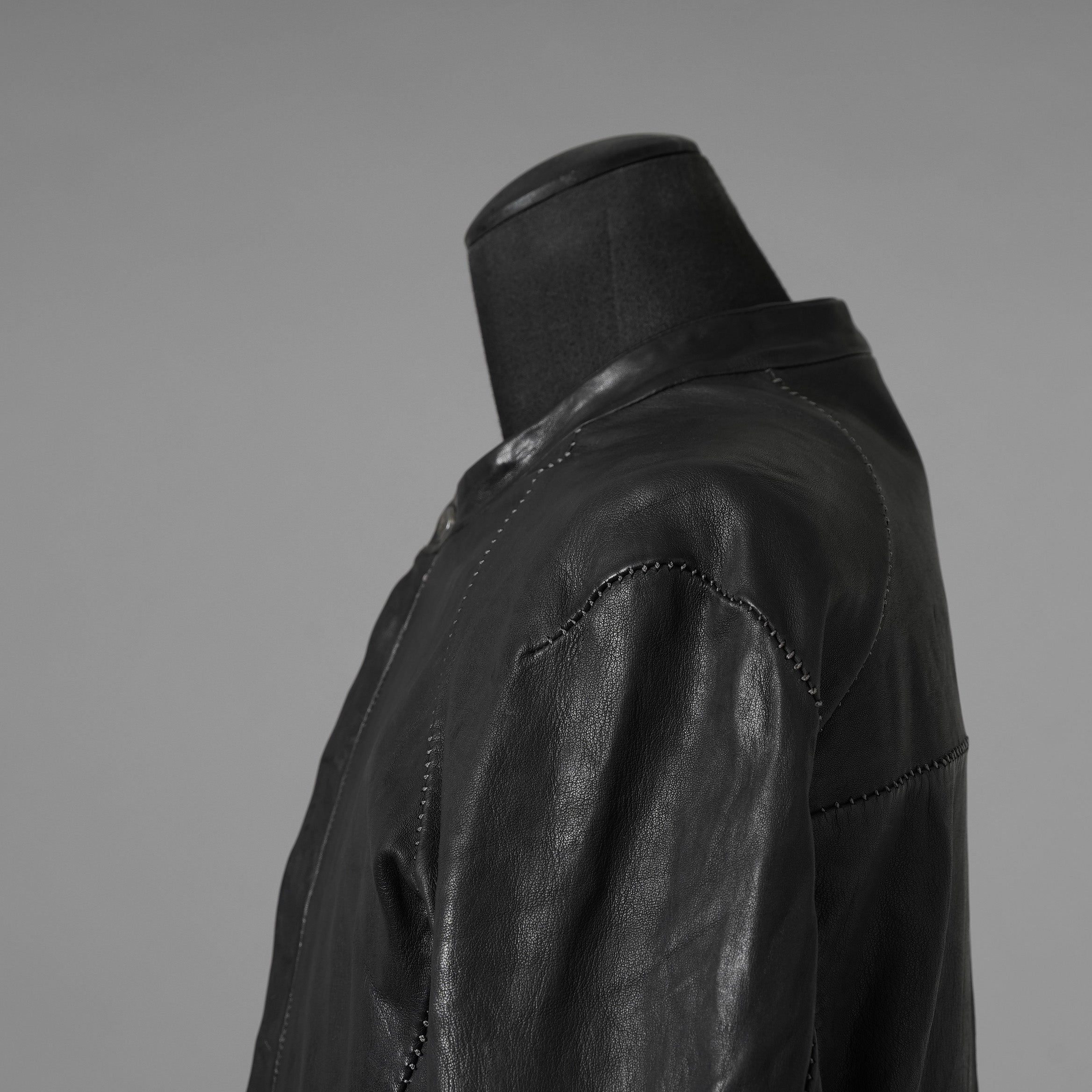 inarnation インカネーション / 22SS Sheep Object Dyed Shirt Jacket オーバーロック シープレザー シャツジャケット / size S (BLACK) 123017-alm