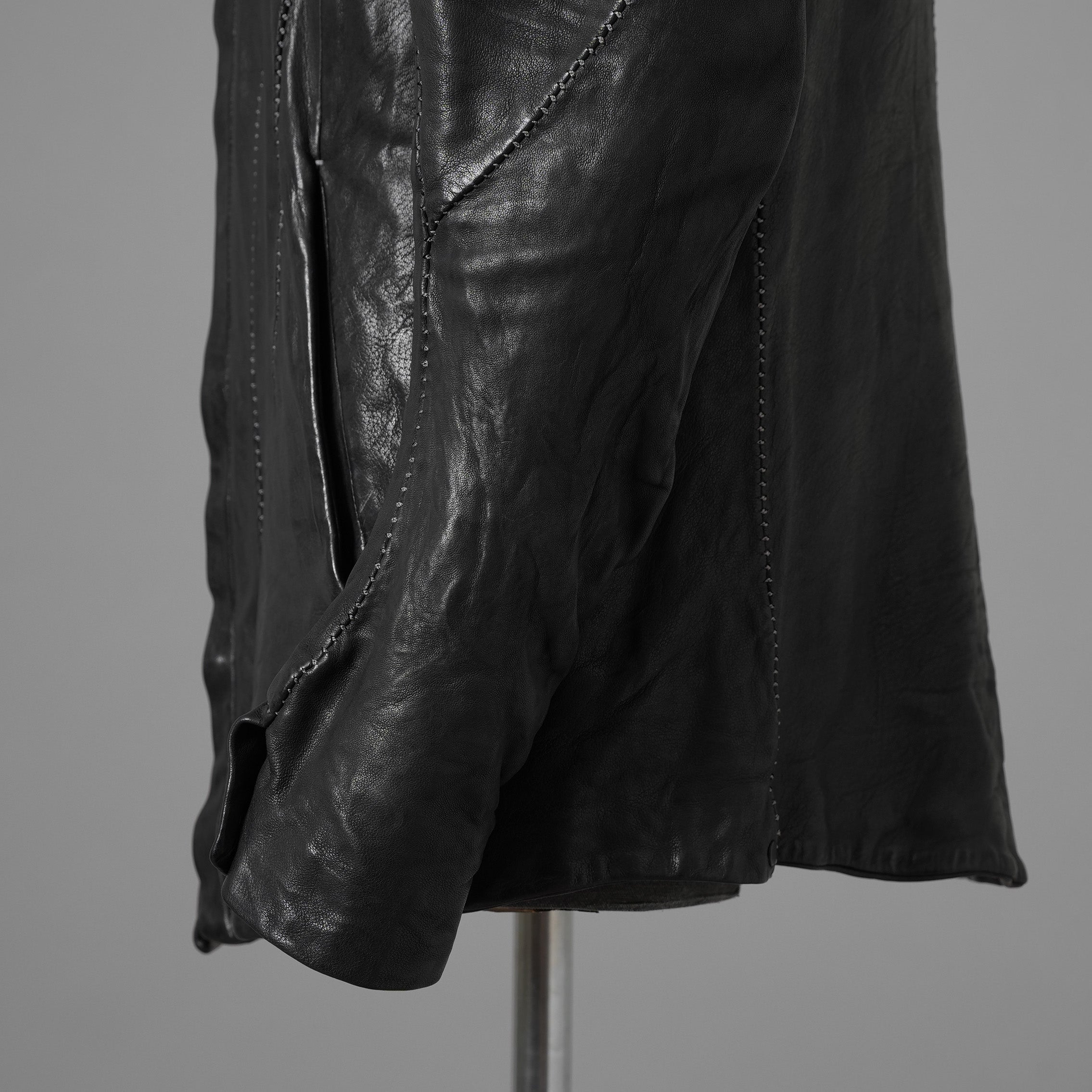inarnation インカネーション / 22SS Sheep Object Dyed Shirt Jacket オーバーロック シープレザー シャツジャケット / size S (BLACK) 123017-alm