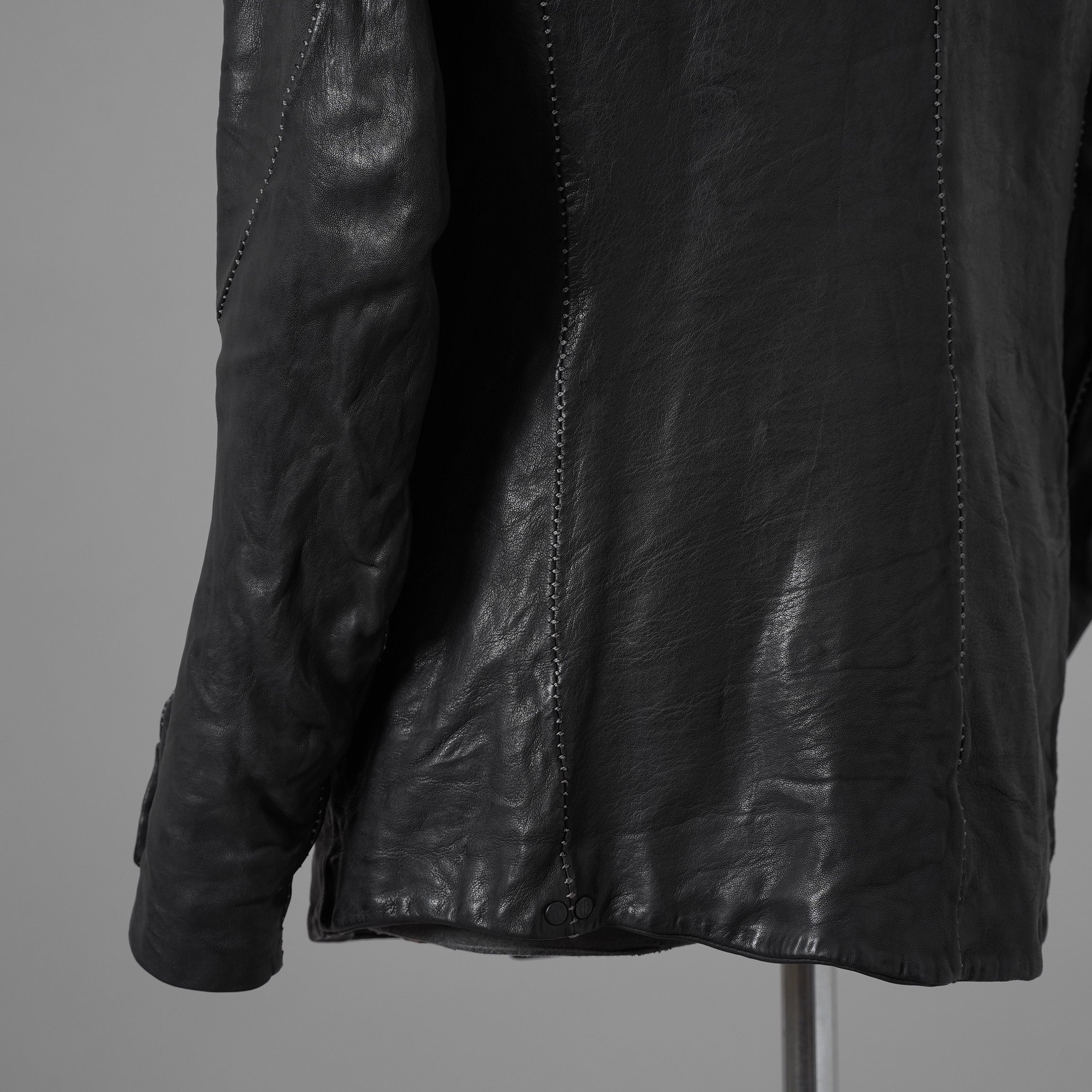 inarnation インカネーション / 22SS Sheep Object Dyed Shirt Jacket オーバーロック シープレザー シャツジャケット / size S (BLACK) 123017-alm