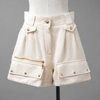 LOUIS VUITTON ルイヴィトン / 22AW コーデュロイ カーゴ  ショートパンツ/ RW222J DA8 FNPA16 / size 38 (IVORY WHITE × GOLD) レディース