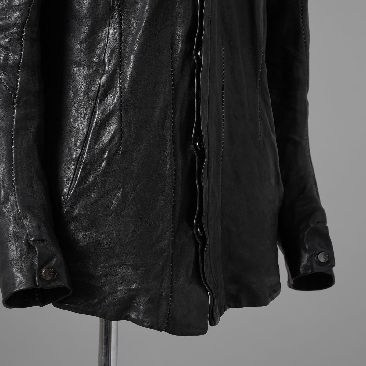 inarnation インカネーション / 22SS Sheep Object Dyed Shirt Jacket オーバーロック シープレザー シャツジャケット / size S (BLACK) 123017-alm