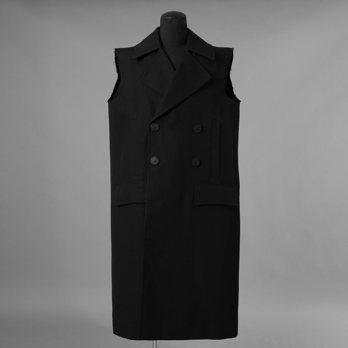 Rick Owens リックオウエンス / 美品 23AW LOXOR 期 / Black Sleeveless Slim Drella Coat コート ノースリーブ ドレラコート / RL02C7952-TWM / size 46 (BLACK) 352082-in-ue