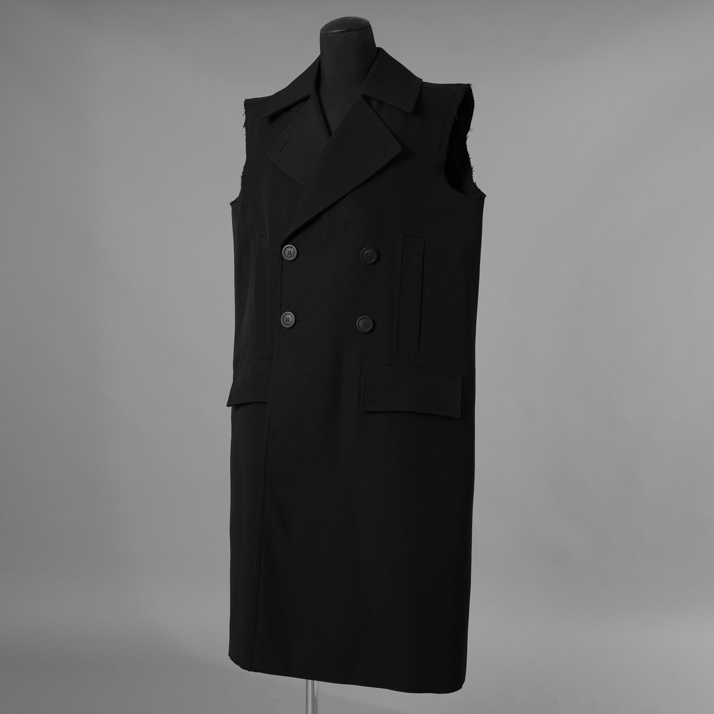 Rick Owens リックオウエンス / 美品 23AW LOXOR 期 / Black Sleeveless Slim Drella Coat コート ノースリーブ ドレラコート / RL02C7952-TWM / size 46 (BLACK) 352082-in-ue