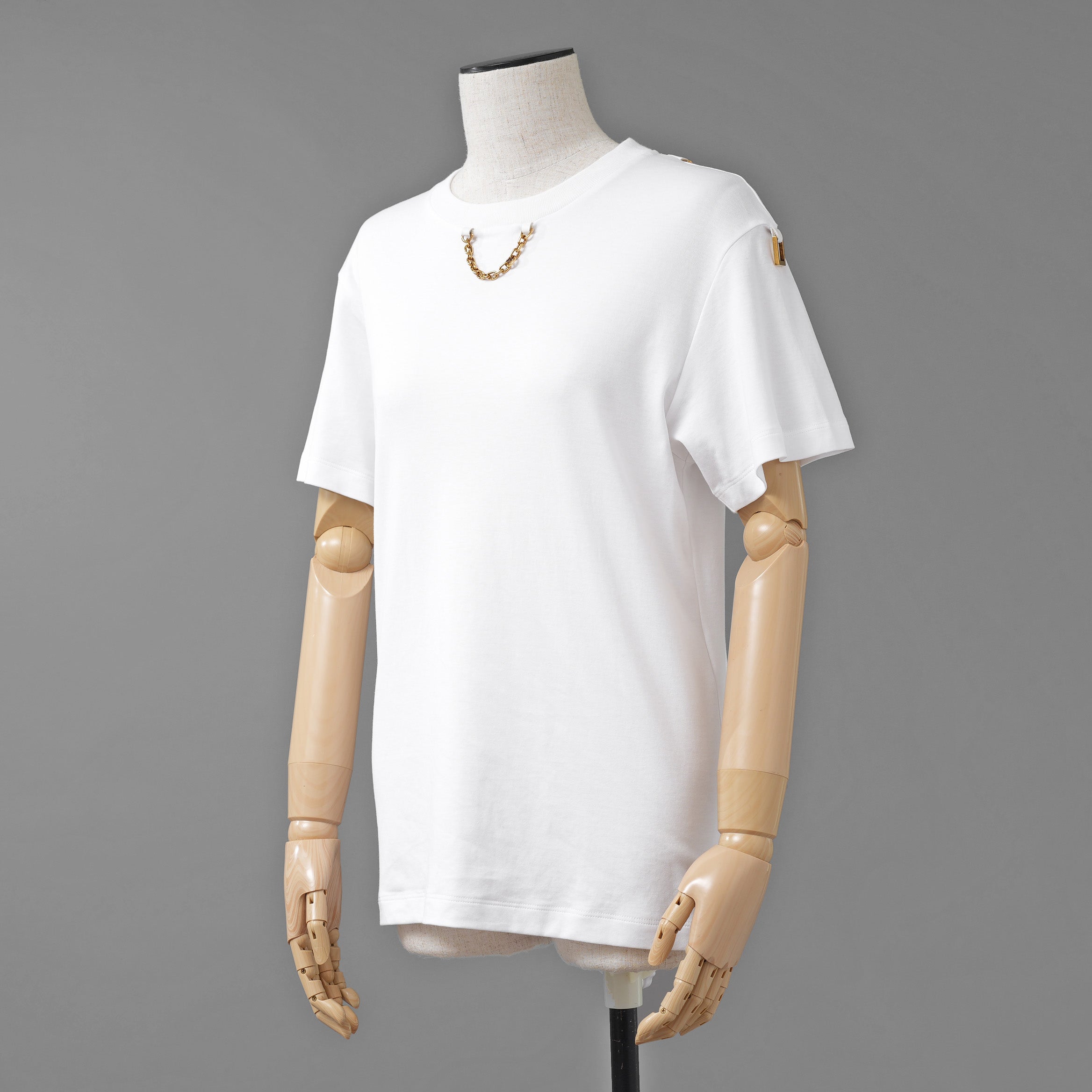 LOUIS VUITTON ルイヴィトン / 22SS サイドストラップ Tシャツ チェーン / 半袖Tシャツ / RW222B UOL FNTS76 / size M (WHITE) レディース