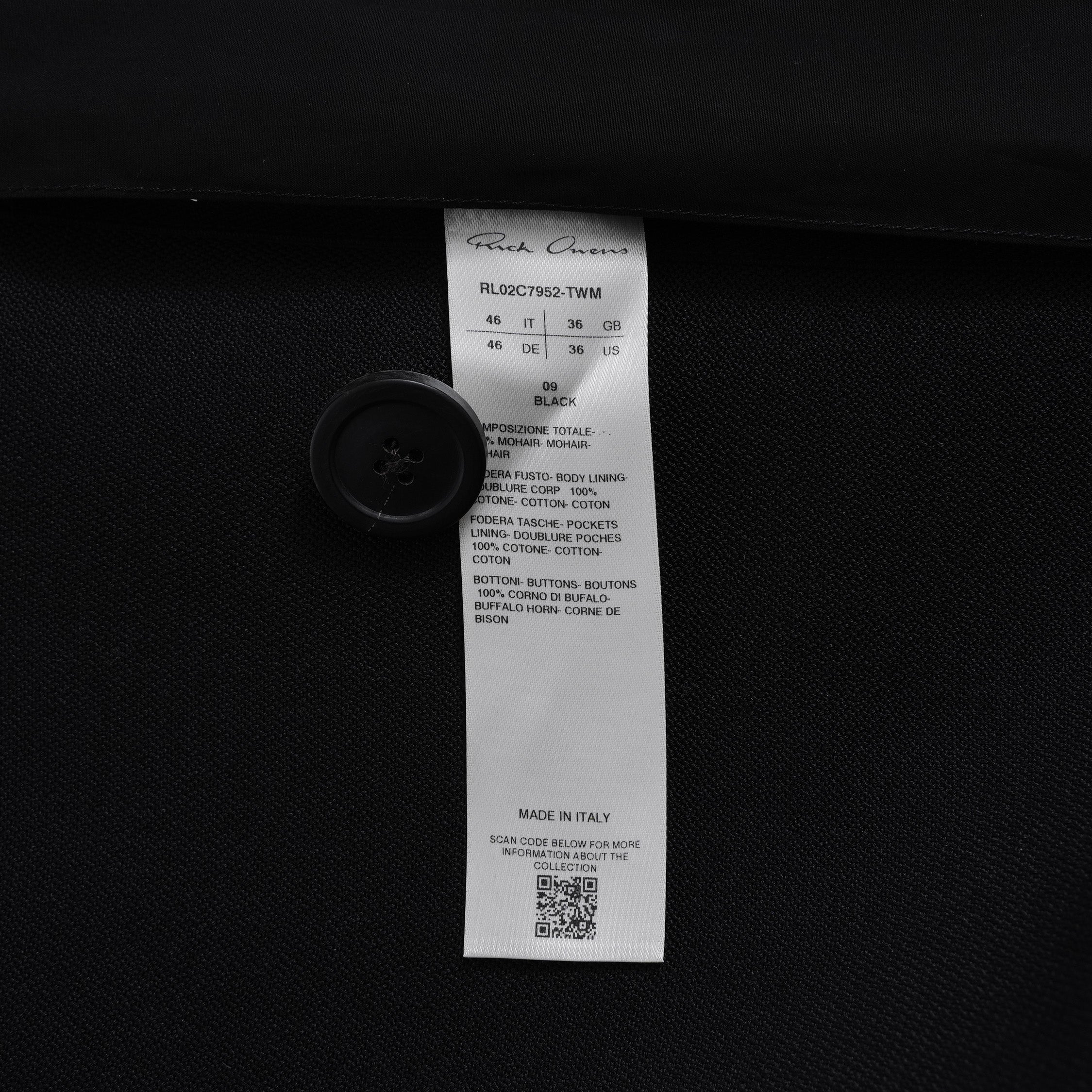 Rick Owens リックオウエンス / 美品 23AW LOXOR 期 / Black Sleeveless Slim Drella Coat コート ノースリーブ ドレラコート / RL02C7952-TWM / size 46 (BLACK) 352082-in-ue