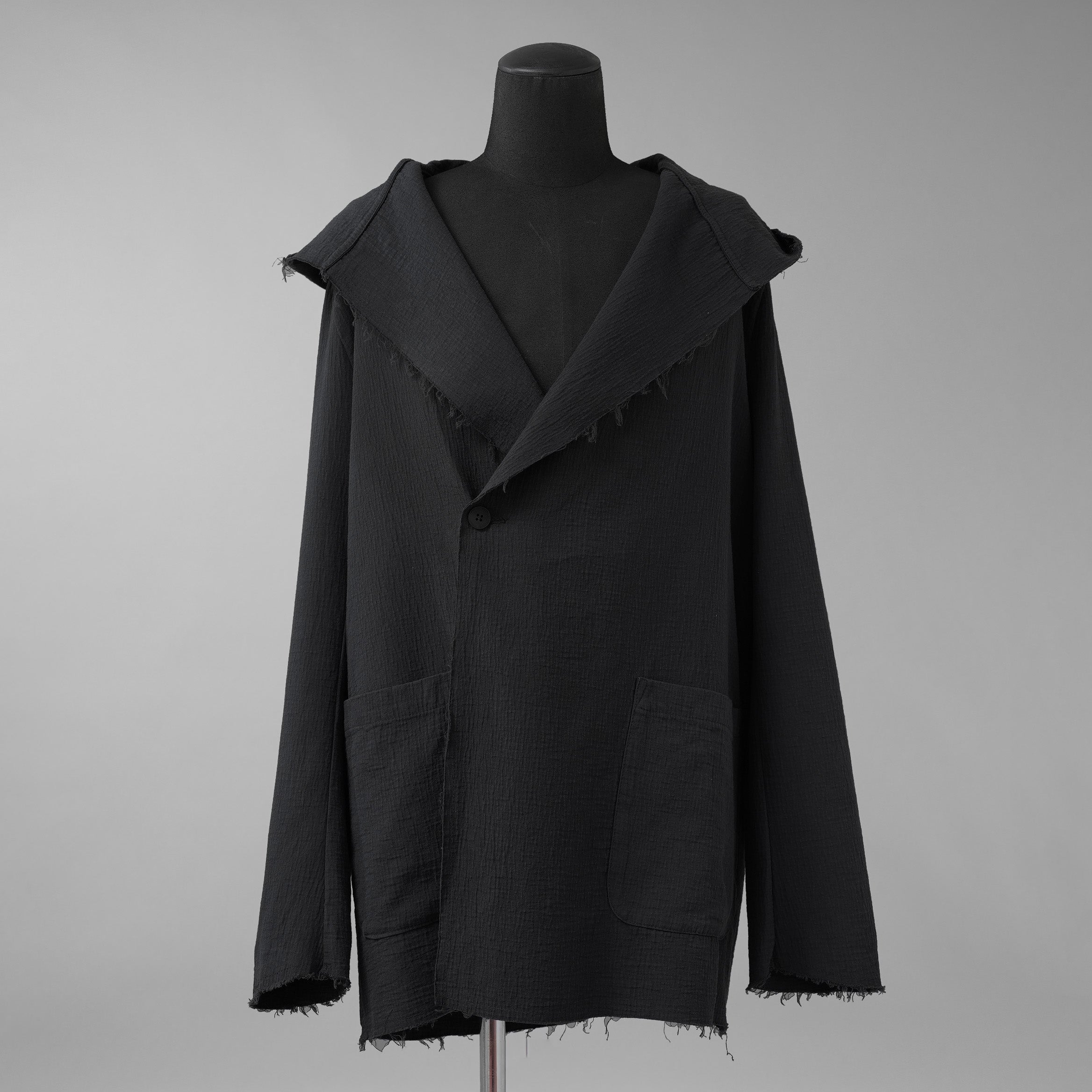 daubドーブ / 美品 HOODED COAT / ダブルガーゼ フーデッド コート / size 44 (BLACK)