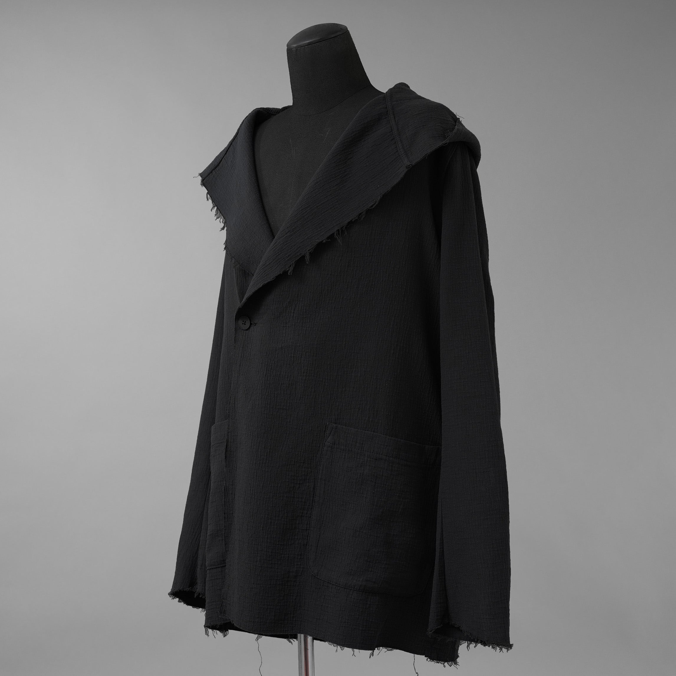 daubドーブ / 美品 HOODED COAT / ダブルガーゼ フーデッド コート / size 44 (BLACK)