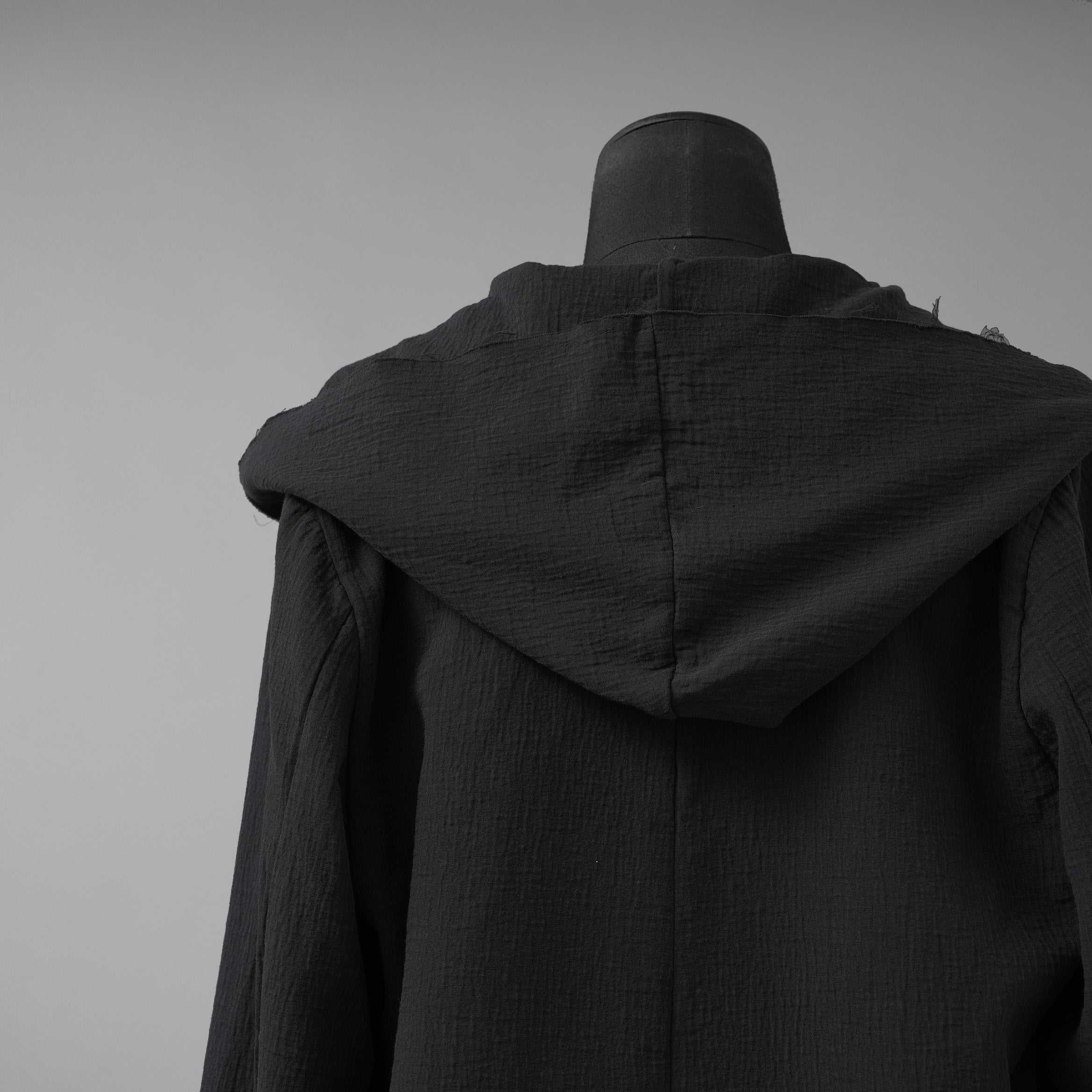 daubドーブ / 美品 HOODED COAT / ダブルガーゼ フーデッド コート / size 44 (BLACK)