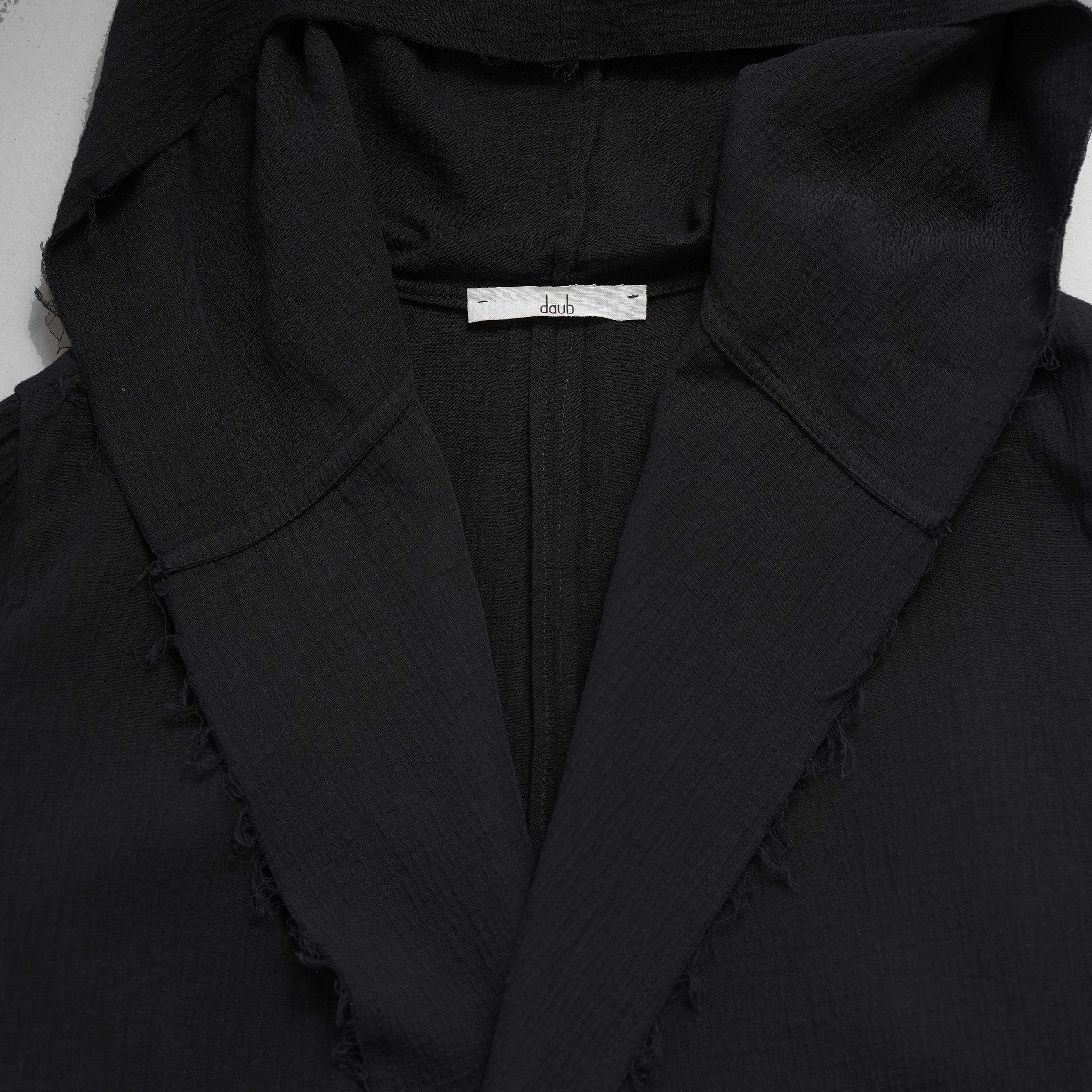 daubドーブ / 美品 HOODED COAT / ダブルガーゼ フーデッド コート / size 44 (BLACK)