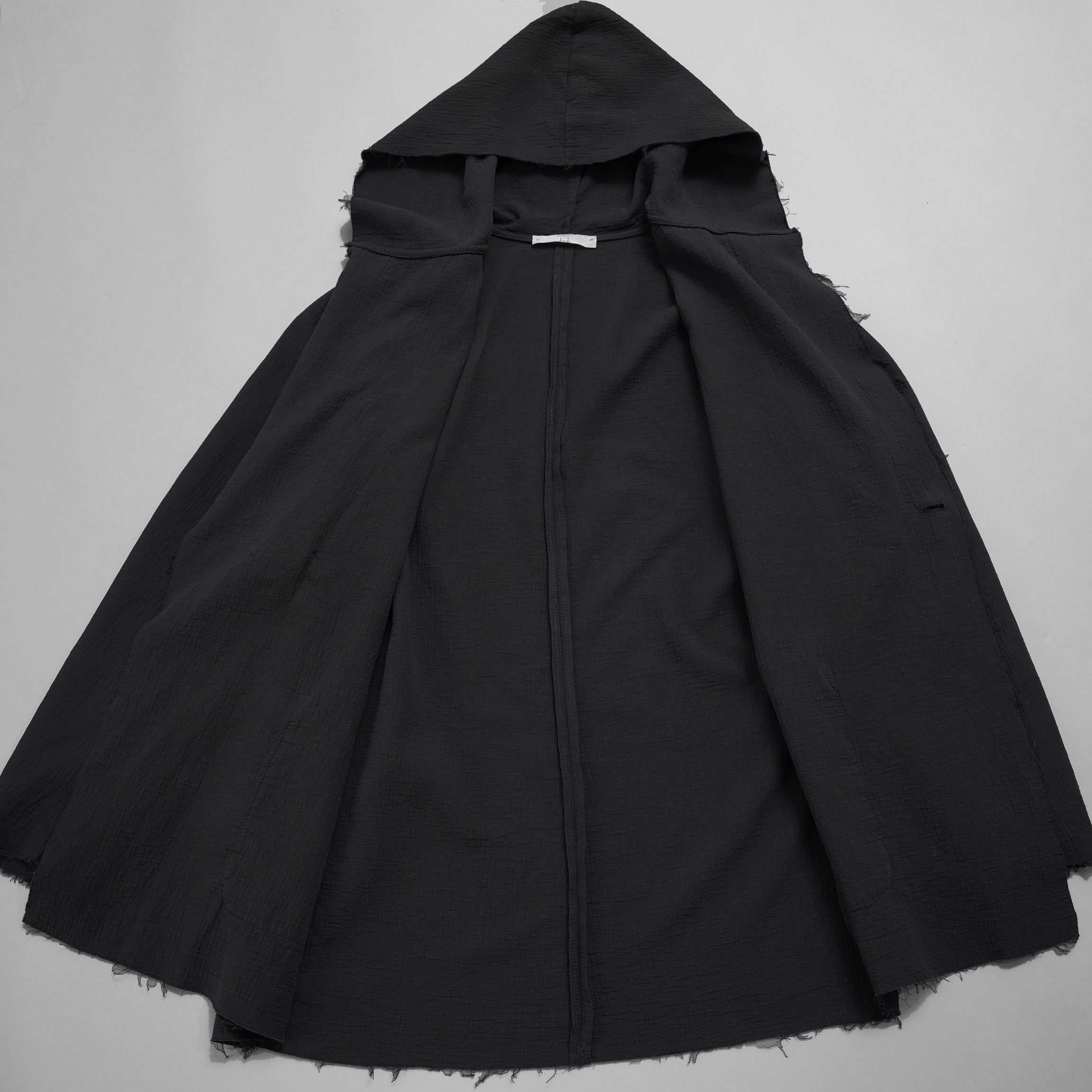 daubドーブ / 美品 HOODED COAT / ダブルガーゼ フーデッド コート / size 44 (BLACK)