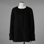 MAX MARA STUDIO マックス マーラ ステュディオ / 美品 ノーカラー ウールコート アウター / 60360263 / size 42 (BLACK) レディース 352085-yng