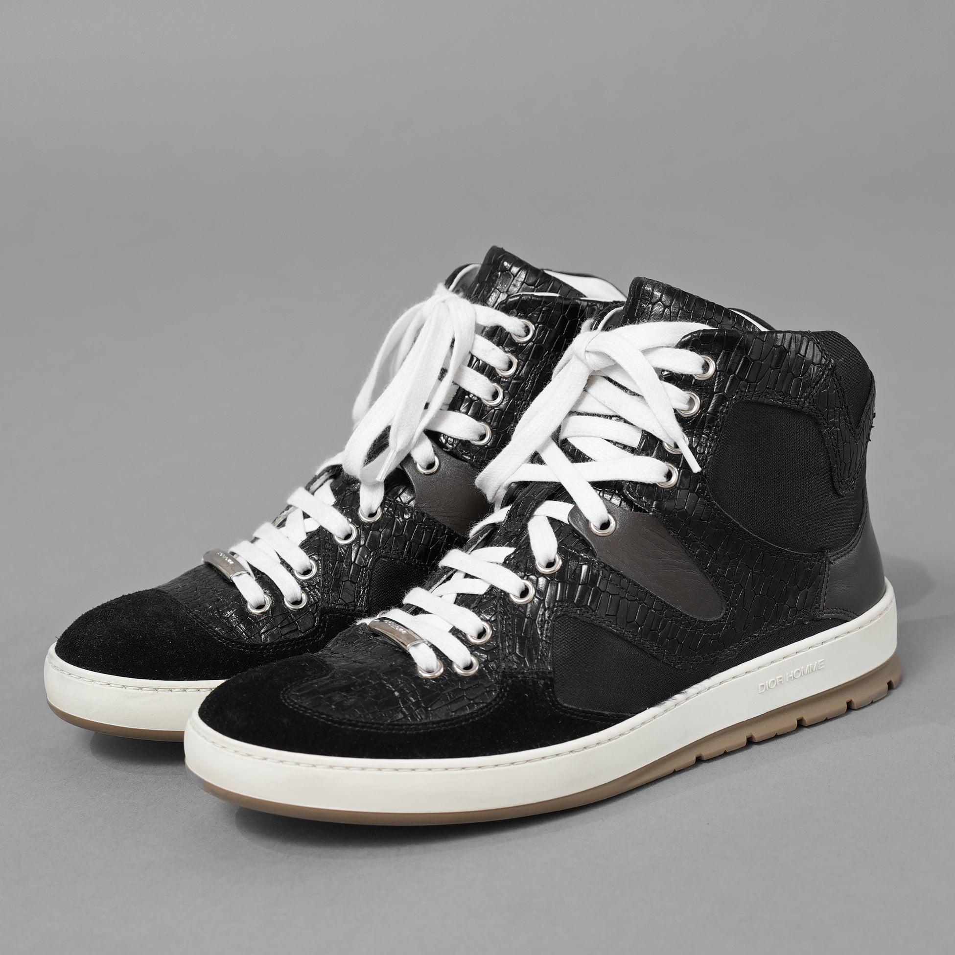 Dior homme ディオールオム / 14AW クロコダイル レザー ハイカット スニーカー  クリス・ヴァン・アッシュ / size 40 (25cm) BLACK)