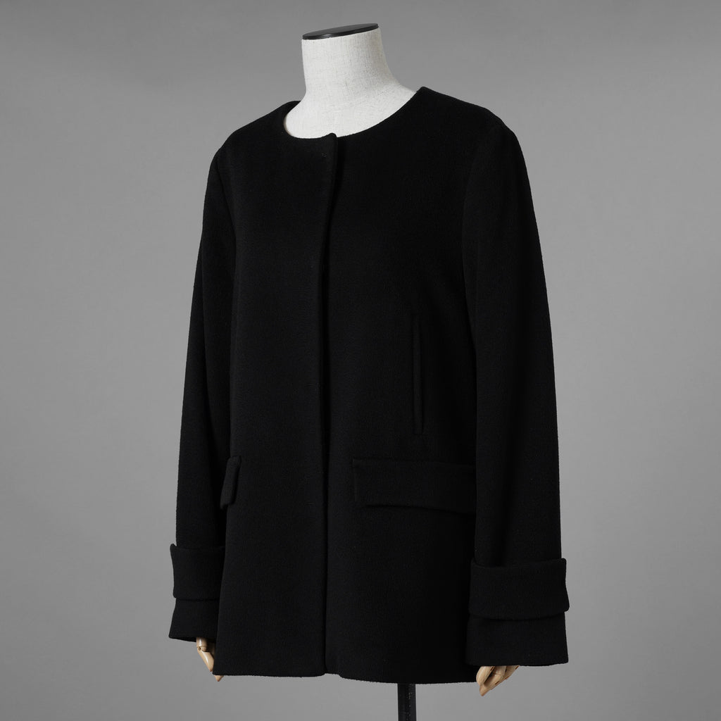 MAX MARA STUDIO マックス マーラ ステュディオ / 美品 ノーカラー ウールコート アウター / 60360263 / size 42 (BLACK) レディース 352085-yng