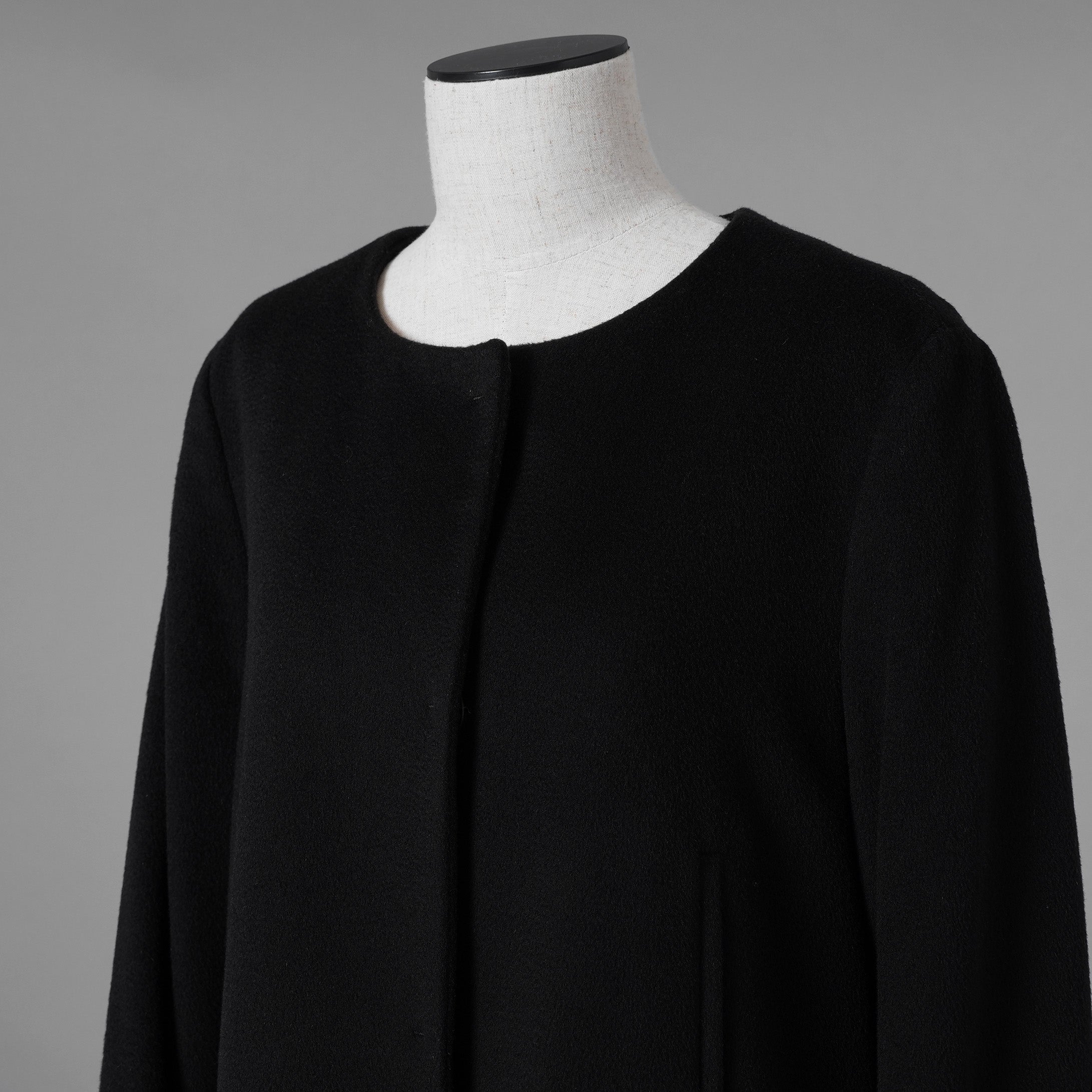MAX MARA STUDIO マックス マーラ ステュディオ / 美品 ノーカラー ウールコート アウター / 60360263 / size 42 (BLACK) レディース 352085-yng